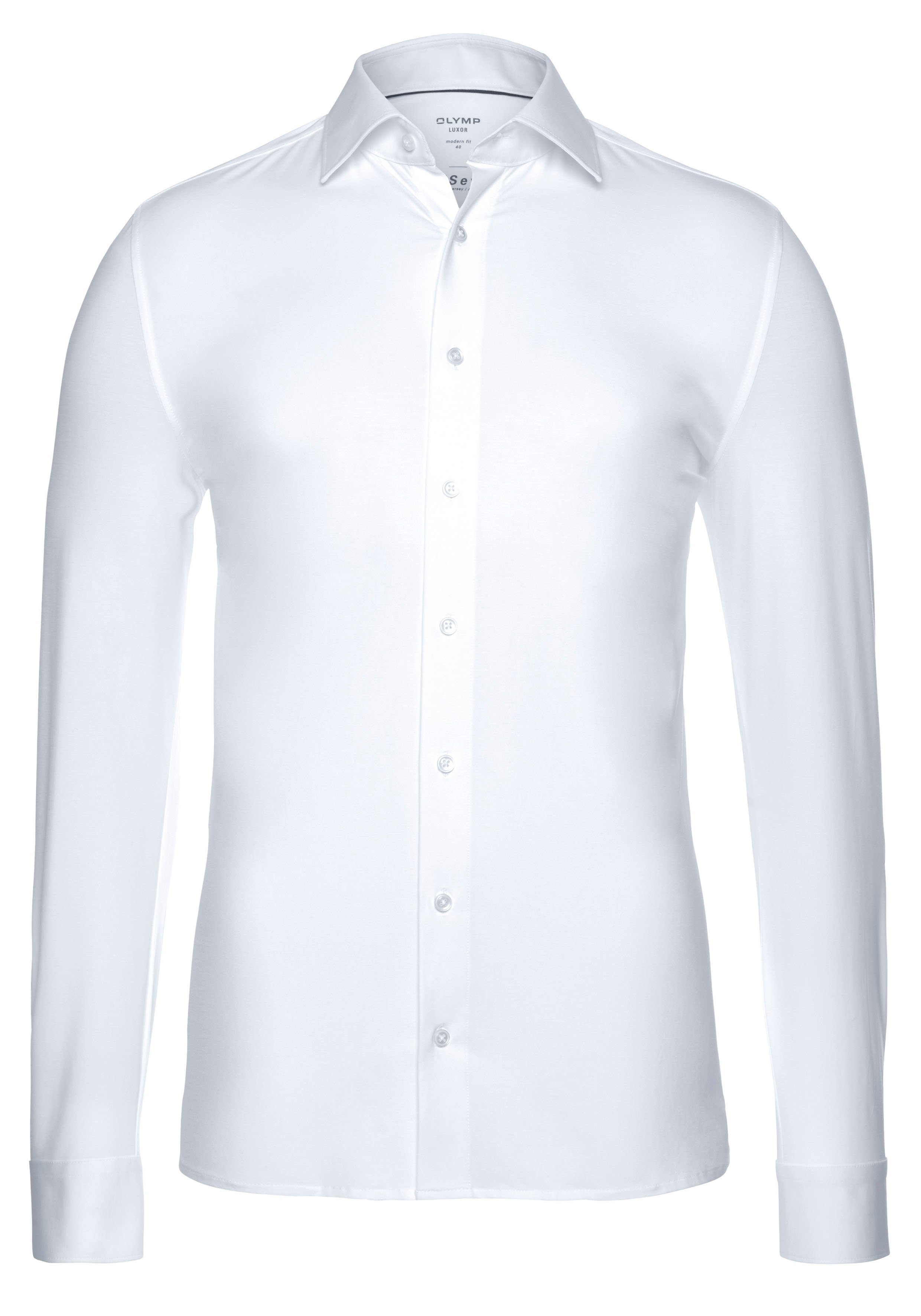 OLYMP Overhemd met lange mouwen Luxor 24/Seven modern fit jersey shirt met geurremmende materiaaleigenschappen
