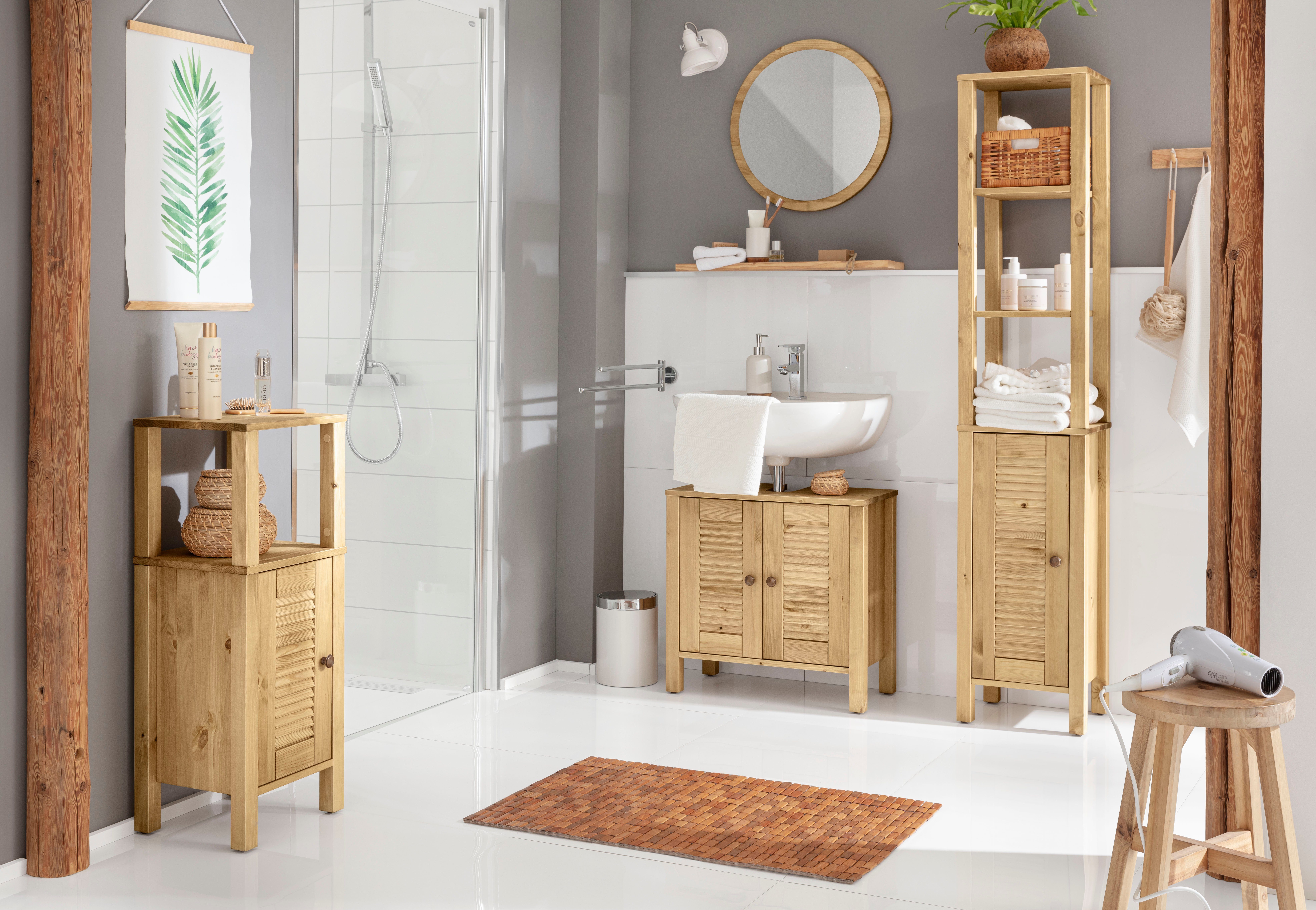 Home affaire Wastafelonderkast Ayanna van massief hout, fsc®, lamellenfront, hoogte 57 cm, breedte 59 cm