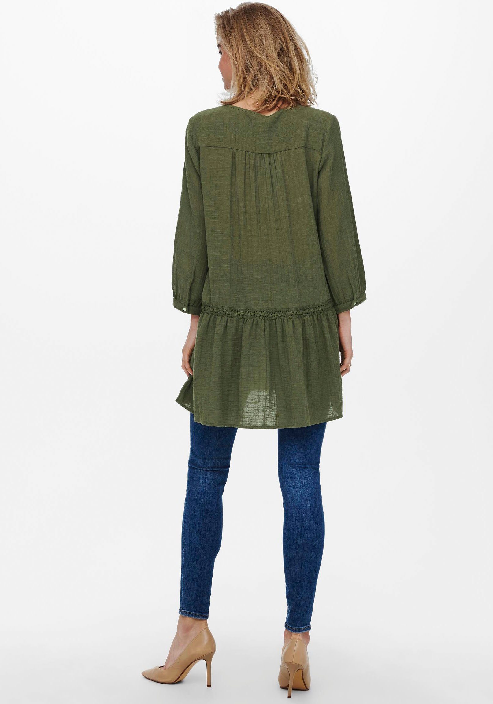 Only Tuniekjurk ONLVINNIE LIFE 3/4 LACE TUNIC WVN NOOS kan worden gedragen als mini jurk of tuniekblouse