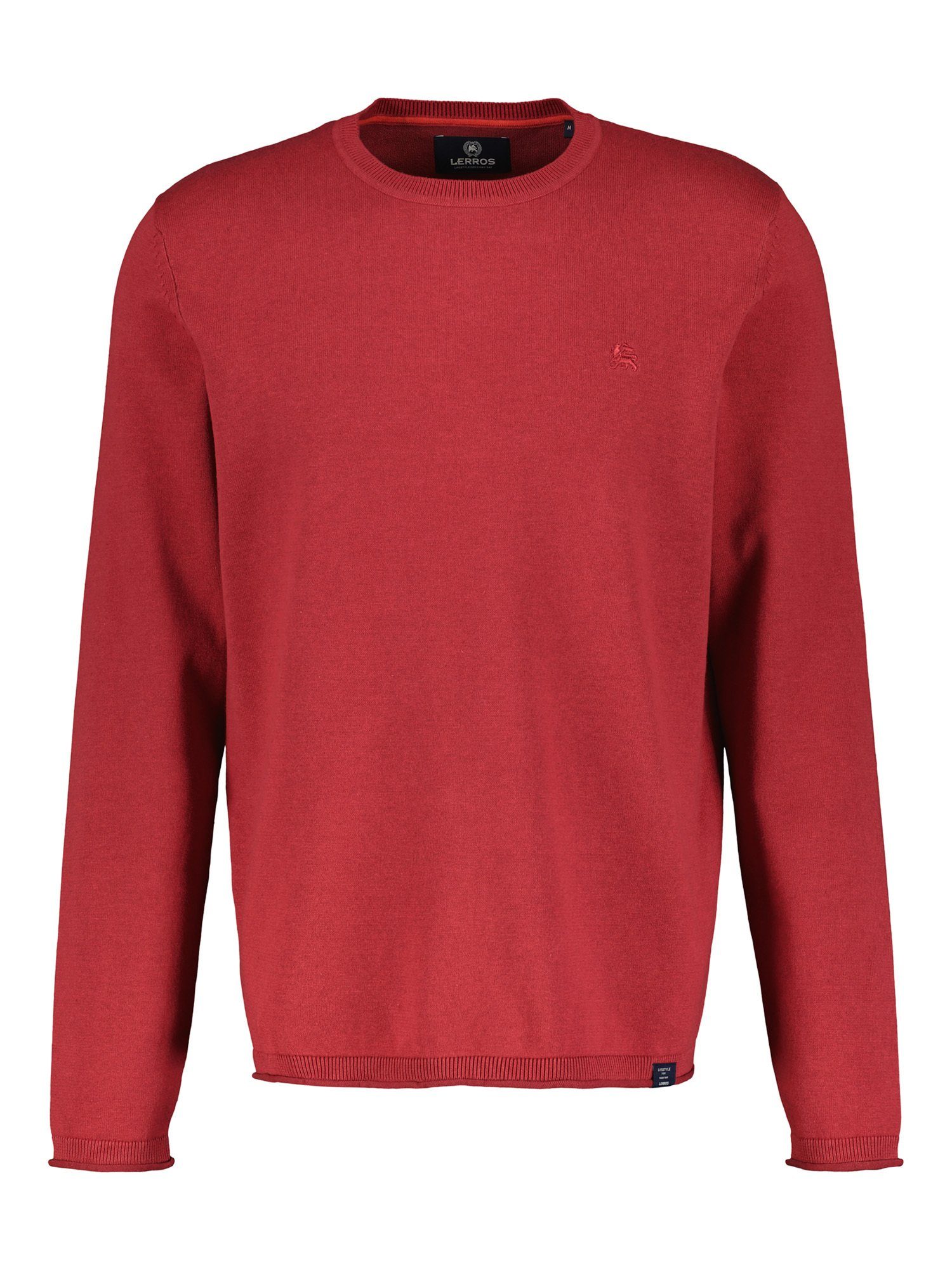 Lerros Gebreide trui LERROS ronde hals pullover, vlakbrei heren truien maat S rood