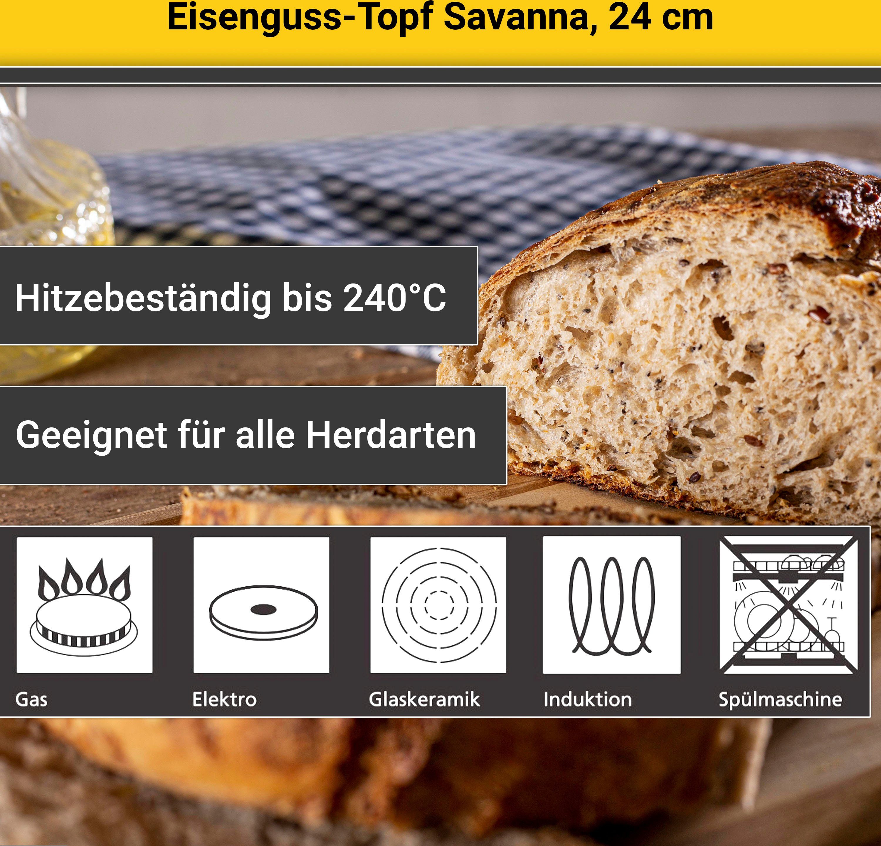 Krüger Braadpan Gietijzeren braadpan met deksel SAVANNA, 24 cm