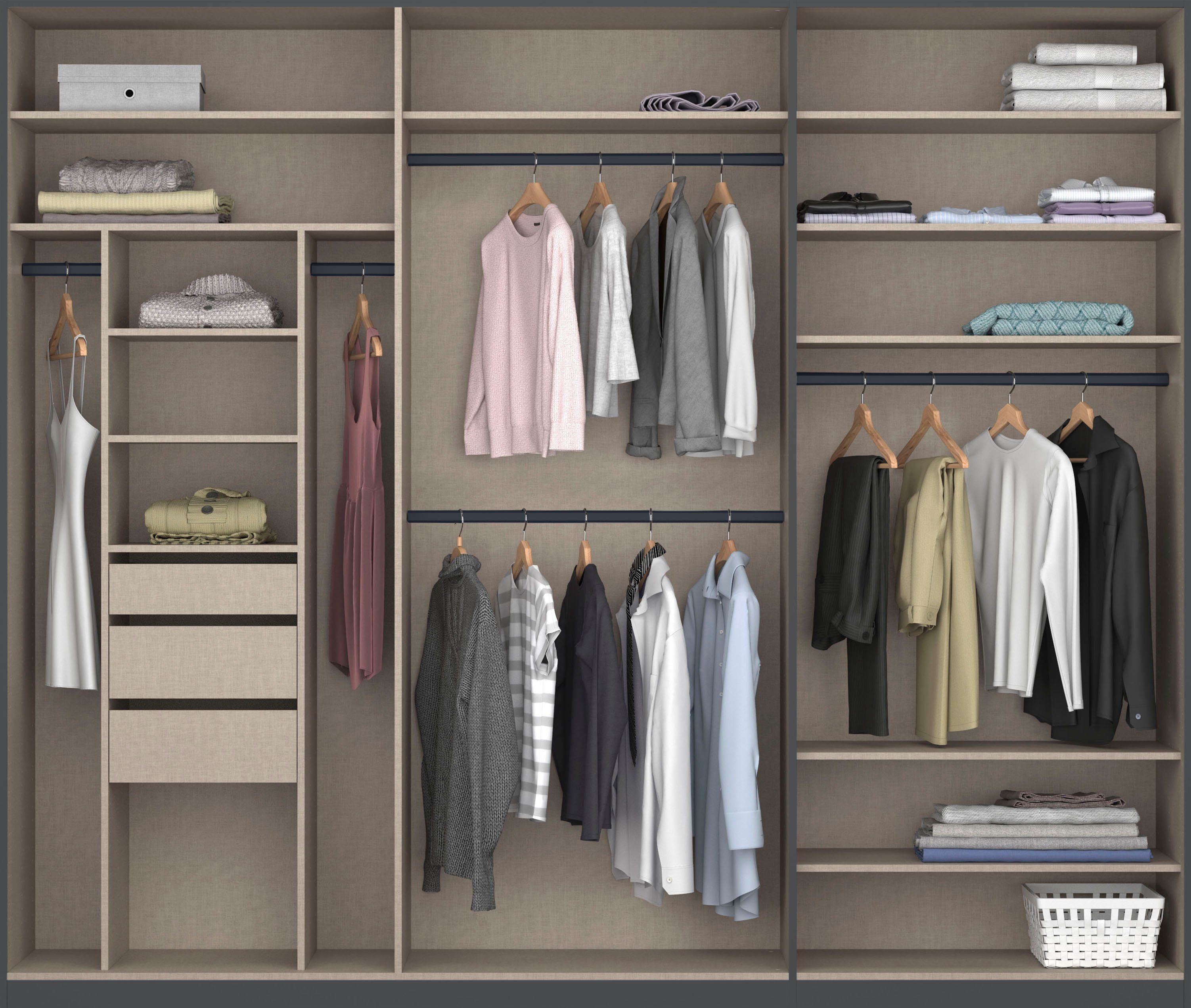 rauch Draaideurkast Kledingkast kast garderobe TOPSELLER OTELI incl. binnenindeling met 3 binnenlades extra planken optioneel met spiegel made in germany