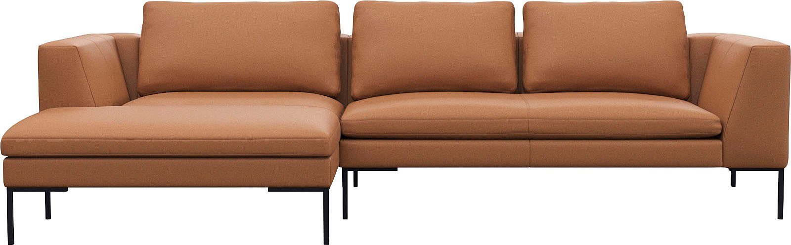 FLEXLUX Hoekbank Loano, geweldige zitcomfort, L-vorm moderne zitbank, vrijstaand, losse kussens, koudschuim in de zitting bruin, hoekbanken,