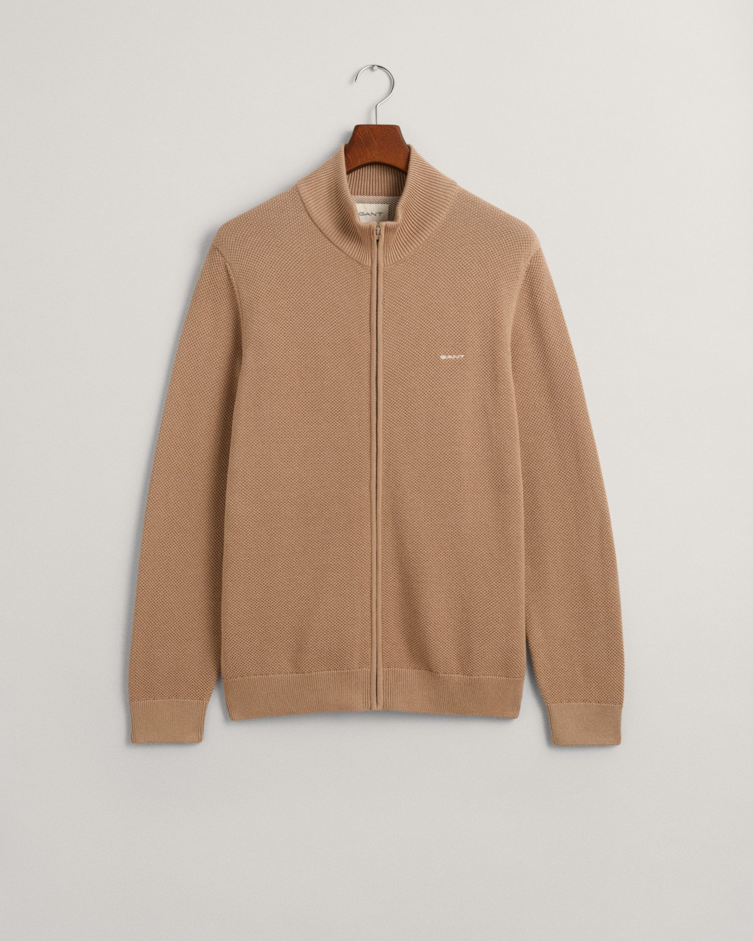 Gant Vest COTTON PIQUE ZIP CARDIGAN met logoborduursel op borsthoogte