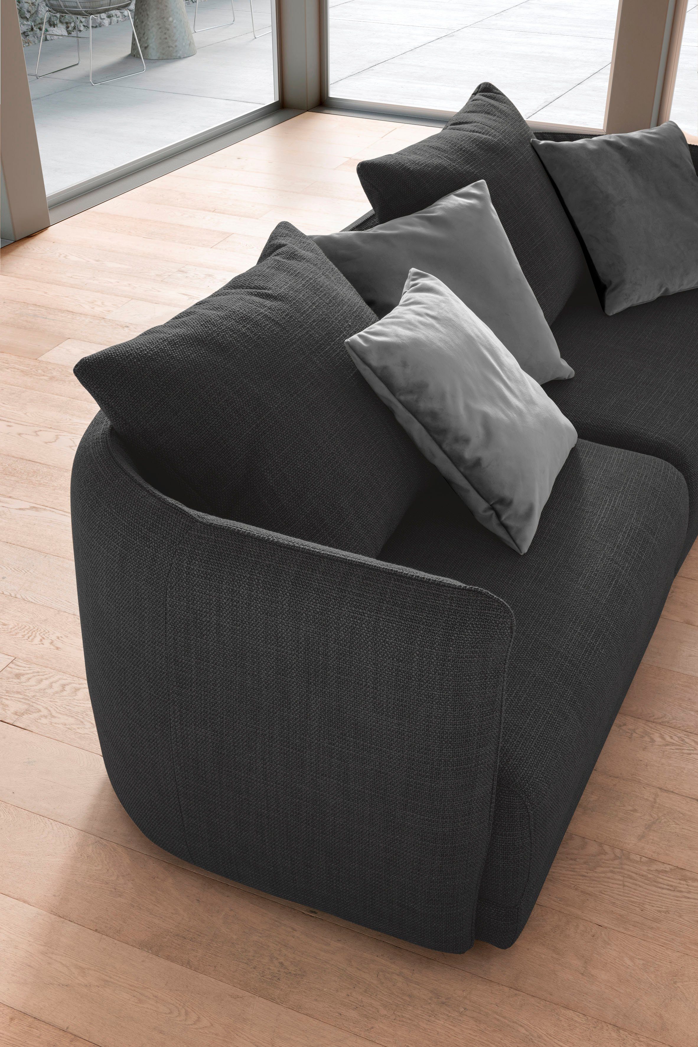 designwerk Megabank New York, elegant ontwerpsofa Breedte 253 cm, met dunne arm- en rugleuning