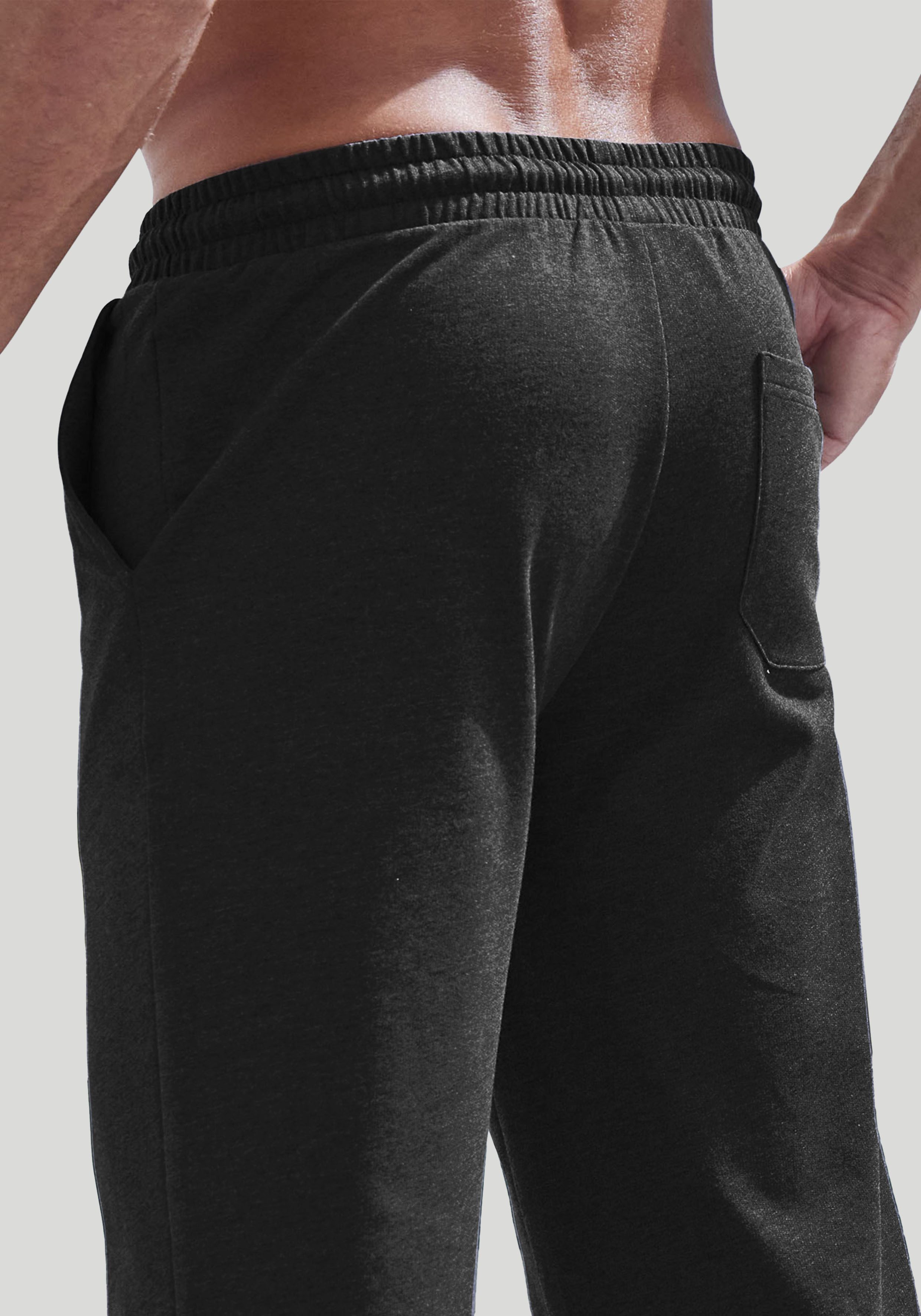 John Devin Sweatbroek Wijd model in melange-look van katoenmix