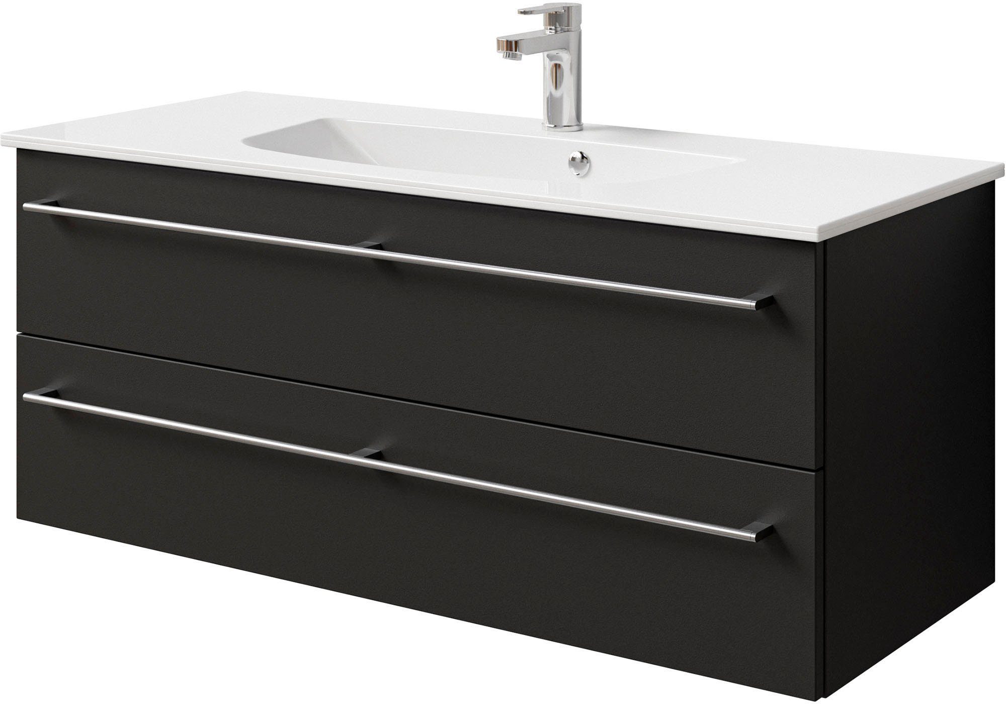 Saphir Wastafelonderkast Serie 6025 Mineralmarmor-Waschtisch mit Unterschrank, 117 cm breit (2-delig