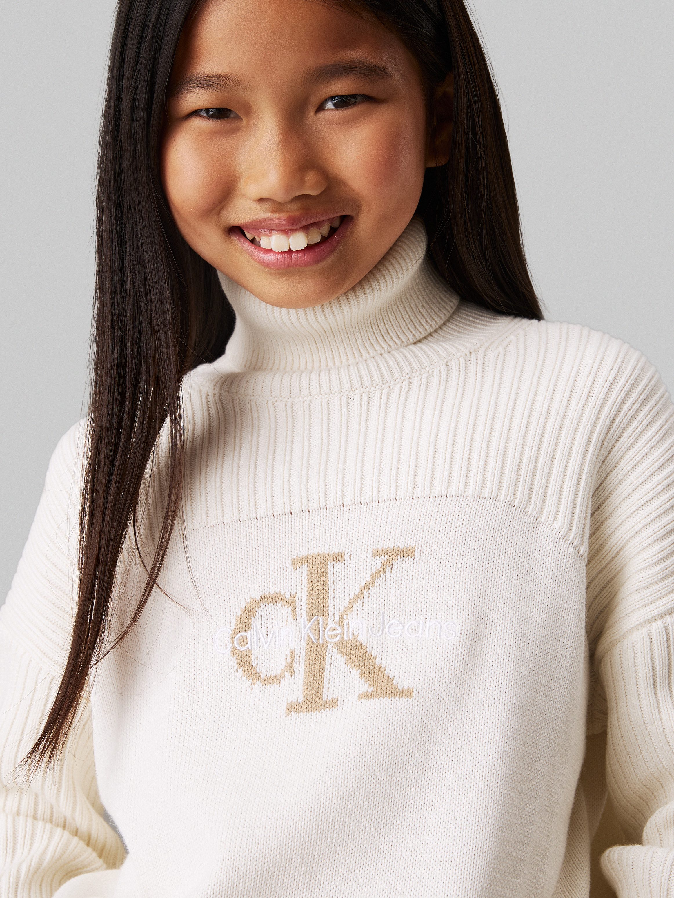 Calvin Klein Coltrui Monologo Rollneck Sweater voor kinderen tot 16 jaar en met logostiksel