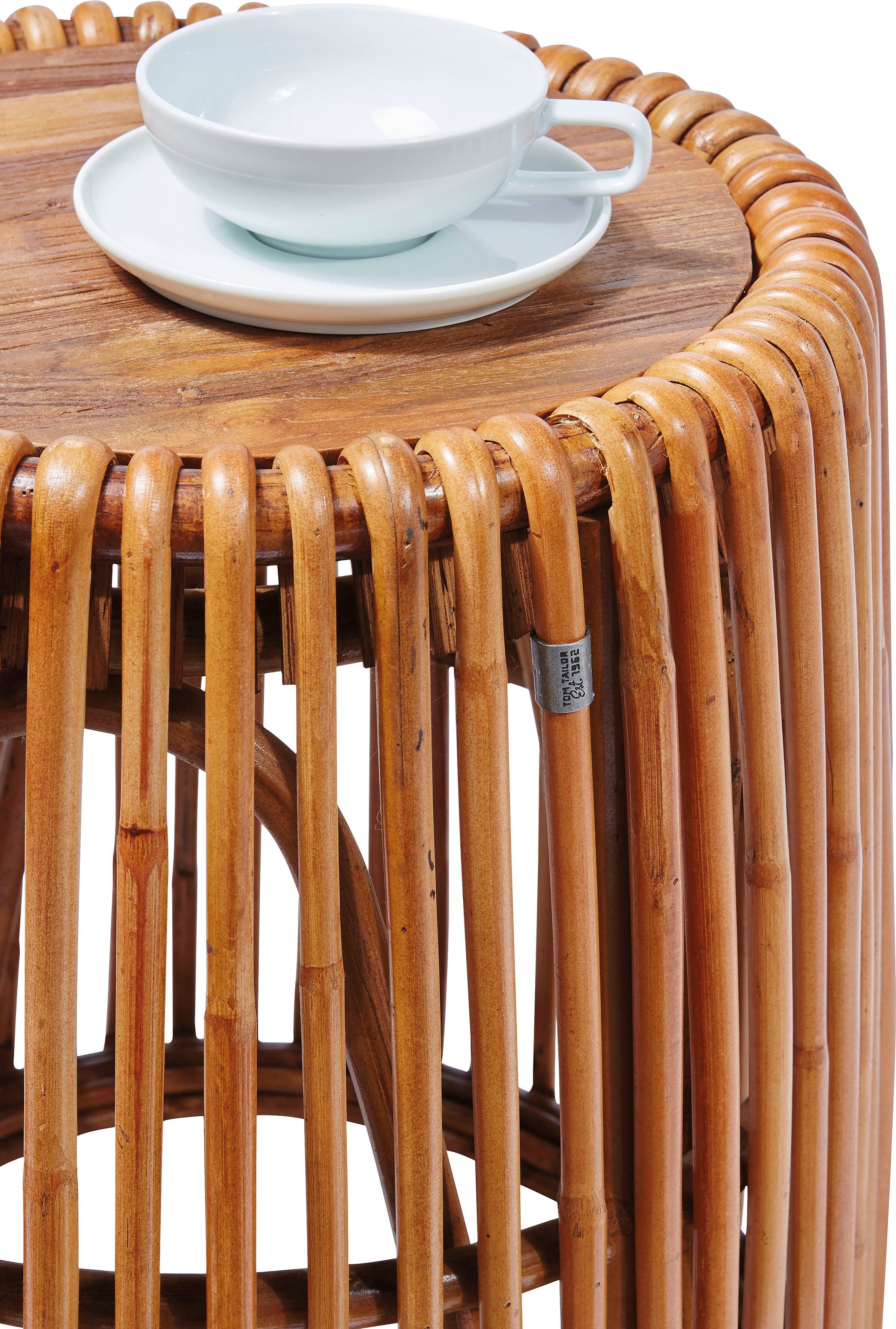 TOM TAILOR HOME Bijzettafel T-RATTAN SIDE TABLE HIGH hoge bijzettafel van rotan met plaat van gerecyclede teakhout