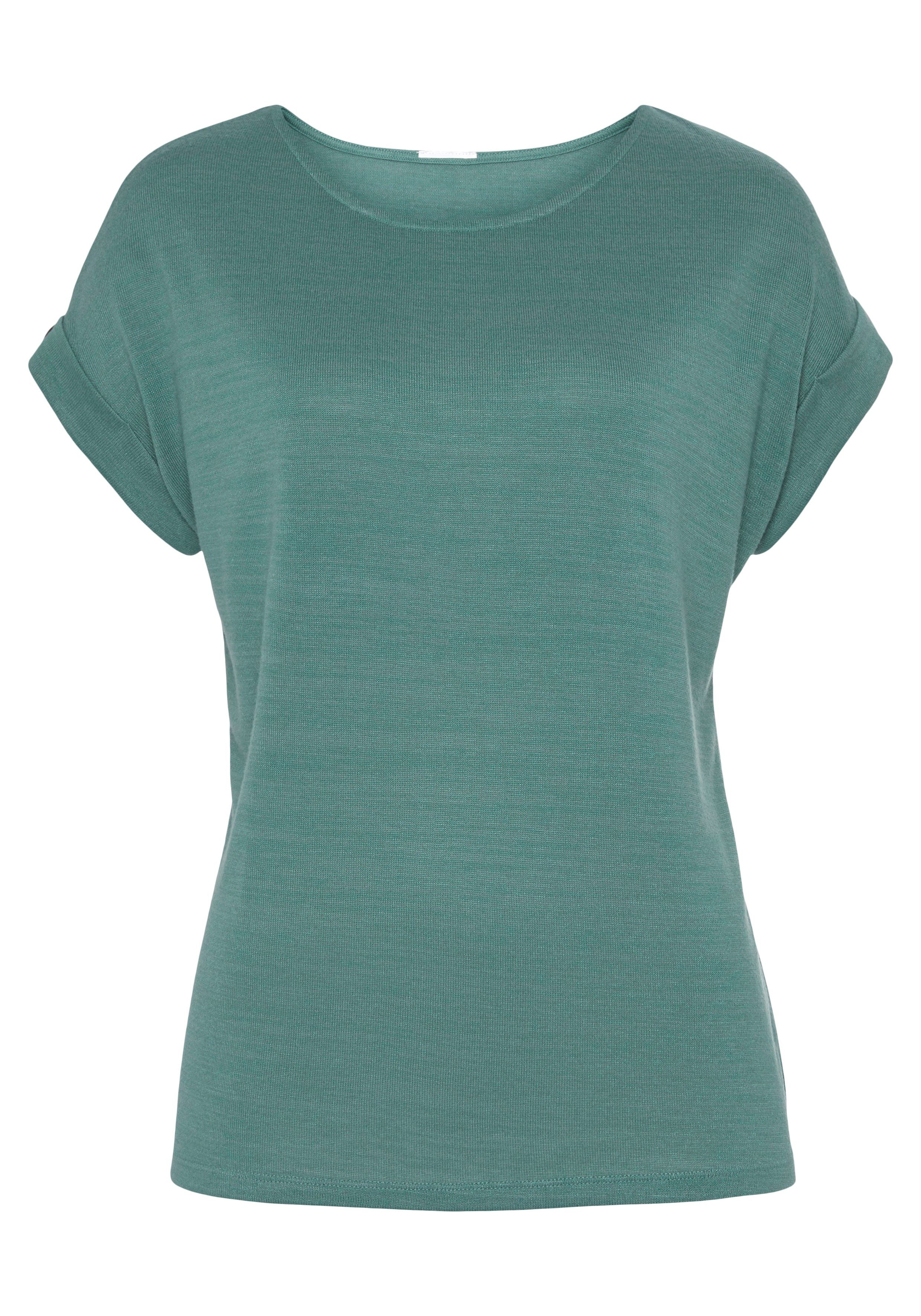 Lascana Shirt met korte mouwen Met knoopdetail aan de mouwafsluiting (set, 1-delig)