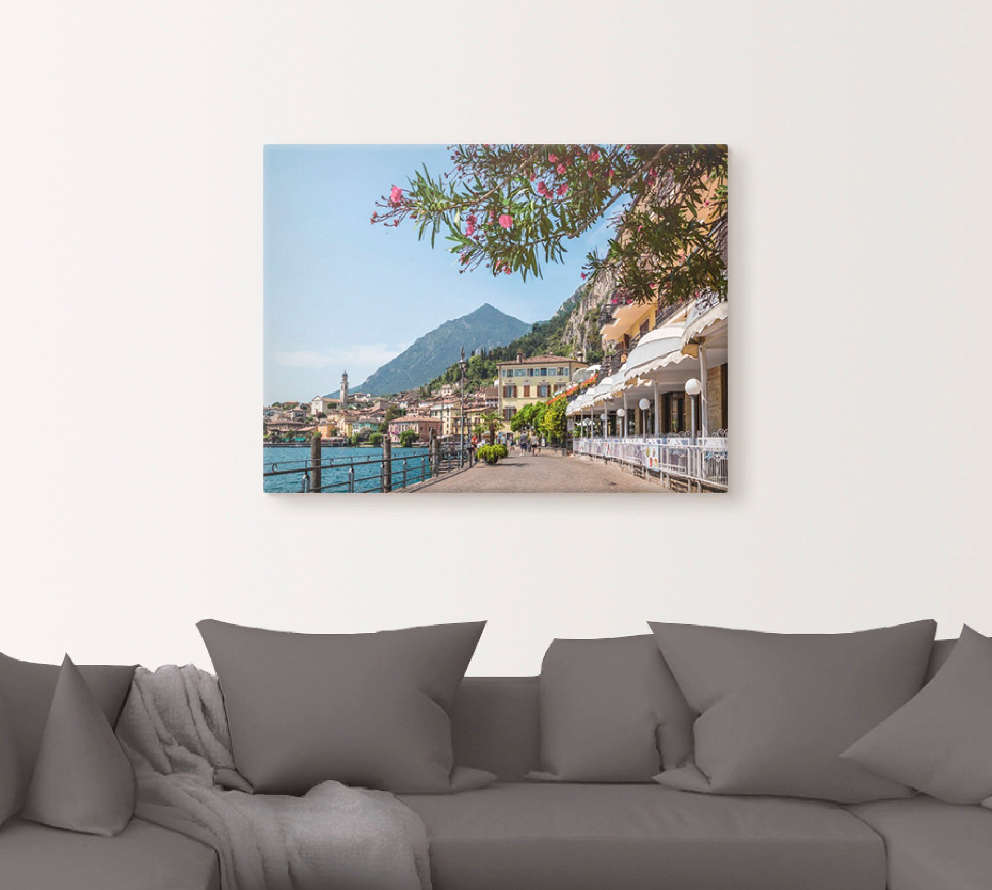 Artland Artprint Gardameer Limone sul Garda I als artprint op linnen, poster in verschillende formaten maten