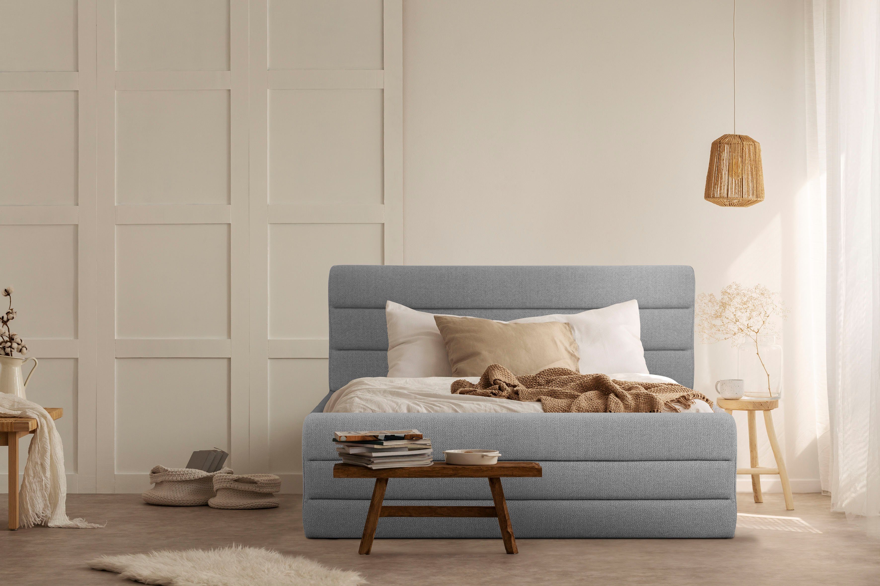 OTTO products Gestoffeerd bed Merrit Dwarsnaad in het hoofd- en voetbord, in 5 breedten, ook in 220 cm lang