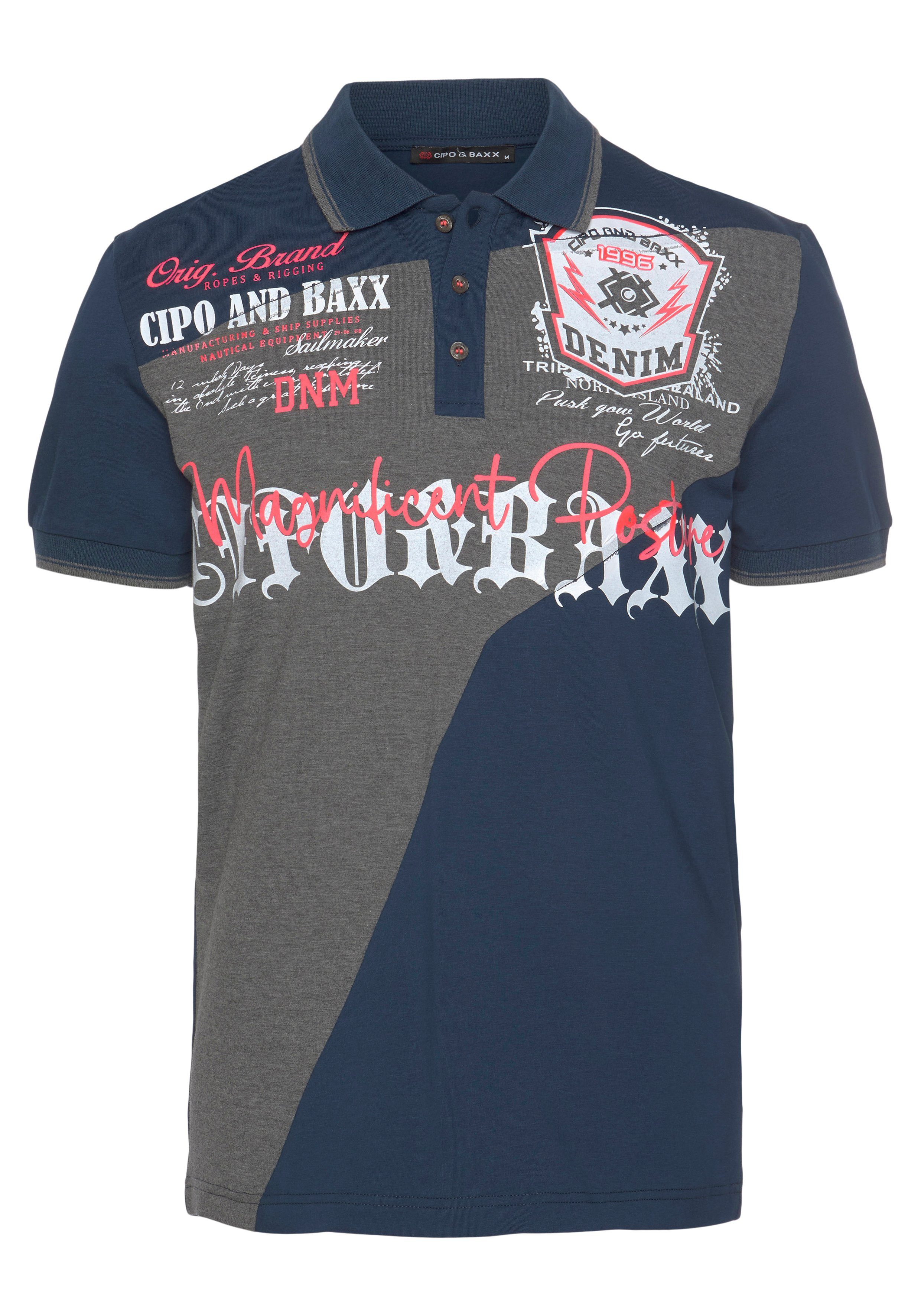Cipo & Baxx Poloshirt met diagonale inzet