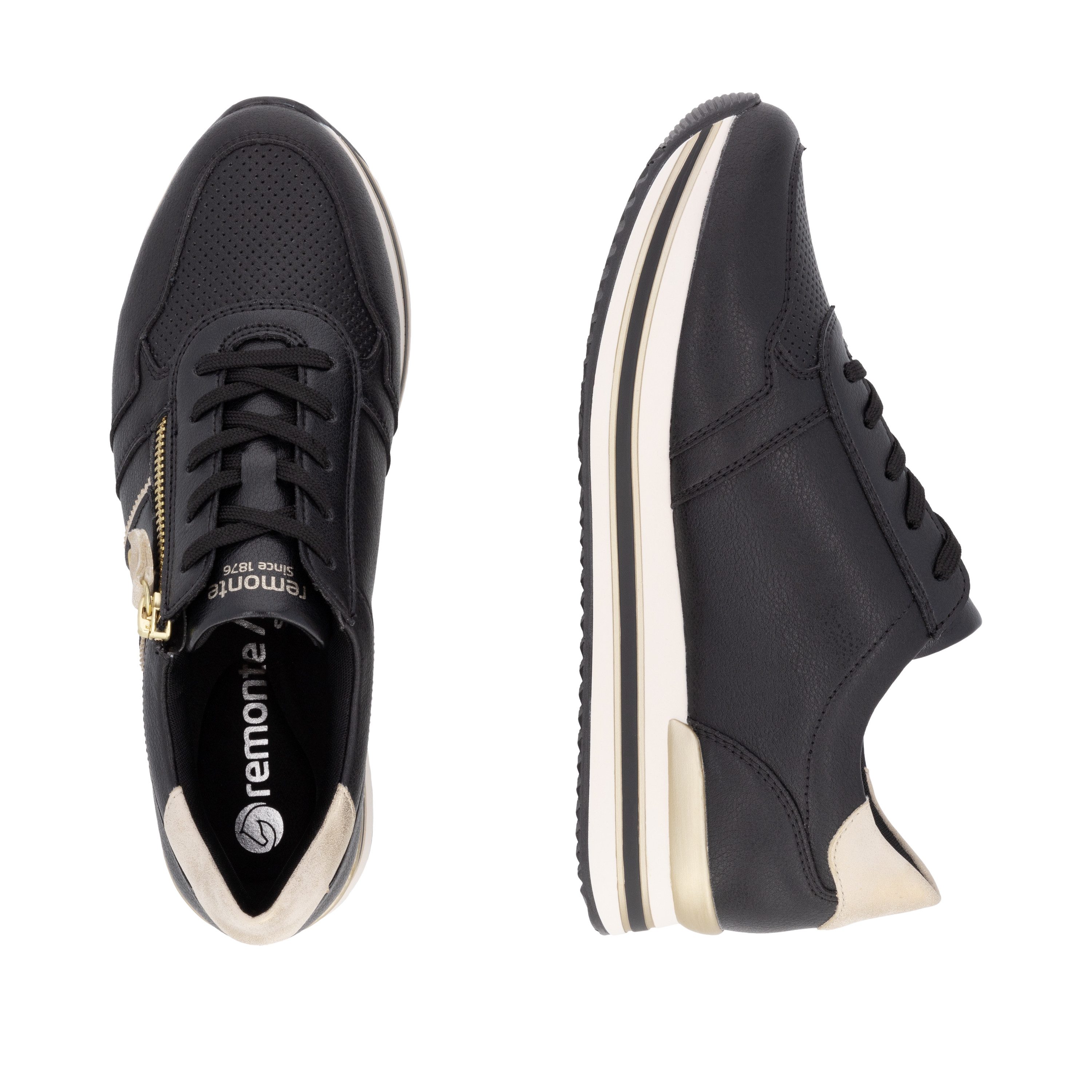 Remonte Plateausneakers , vrijetijdsschoen, lage schoen, veterschoen met zijrits