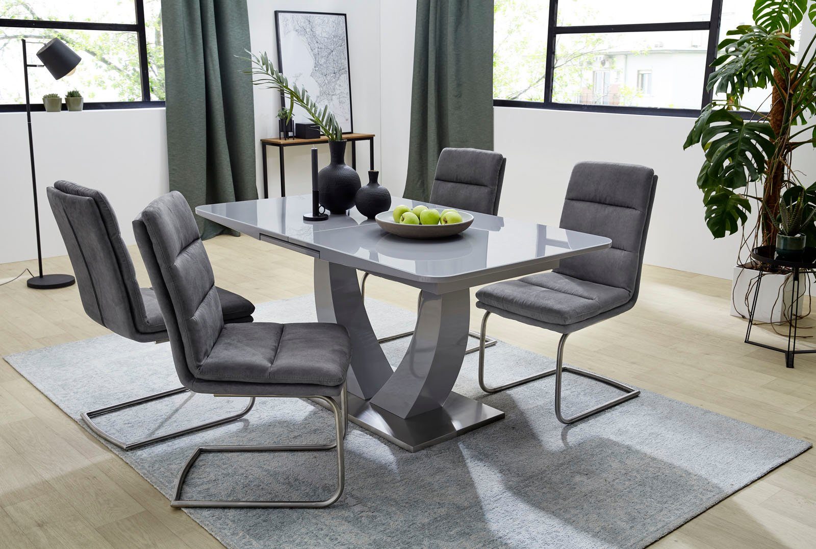 Jockenhöfer Gruppe Eettafel Ulm Hoogglans, met gesynchroniseerde lades, breedte 160-200 cm