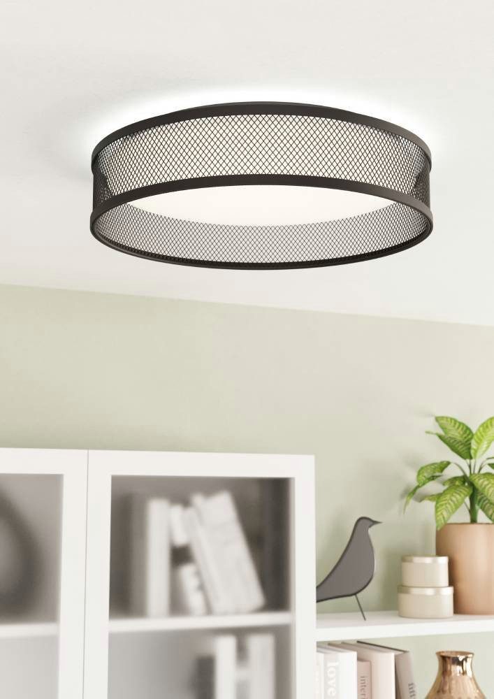 EGLO Plafondlamp LUPPINERIA Plafondlamp, metaal in zwart en kunststof in wit, Ø 38,5 cm (1 stuk)
