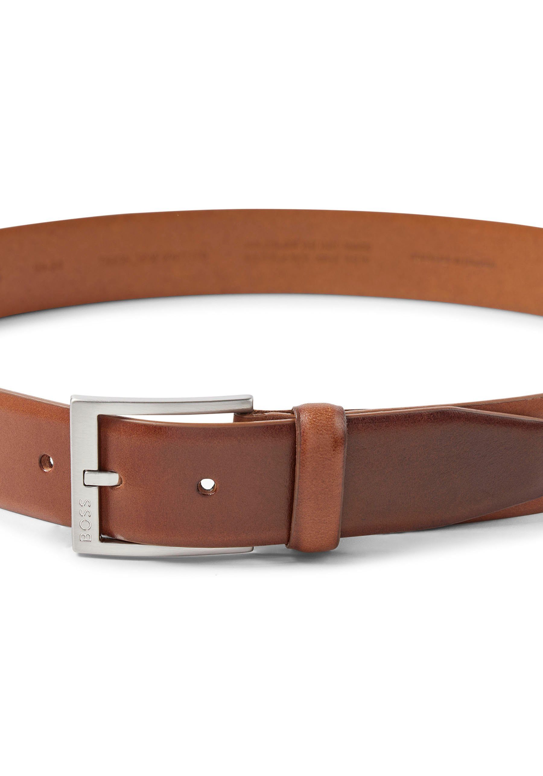 Boss Leren riem met vierkante sluiting en gegraveerd logo