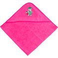 wewo fashion handdoek met capuchon nijlpaard baby badlaken, met capuchon  geborduurd motief (1 stuk) roze