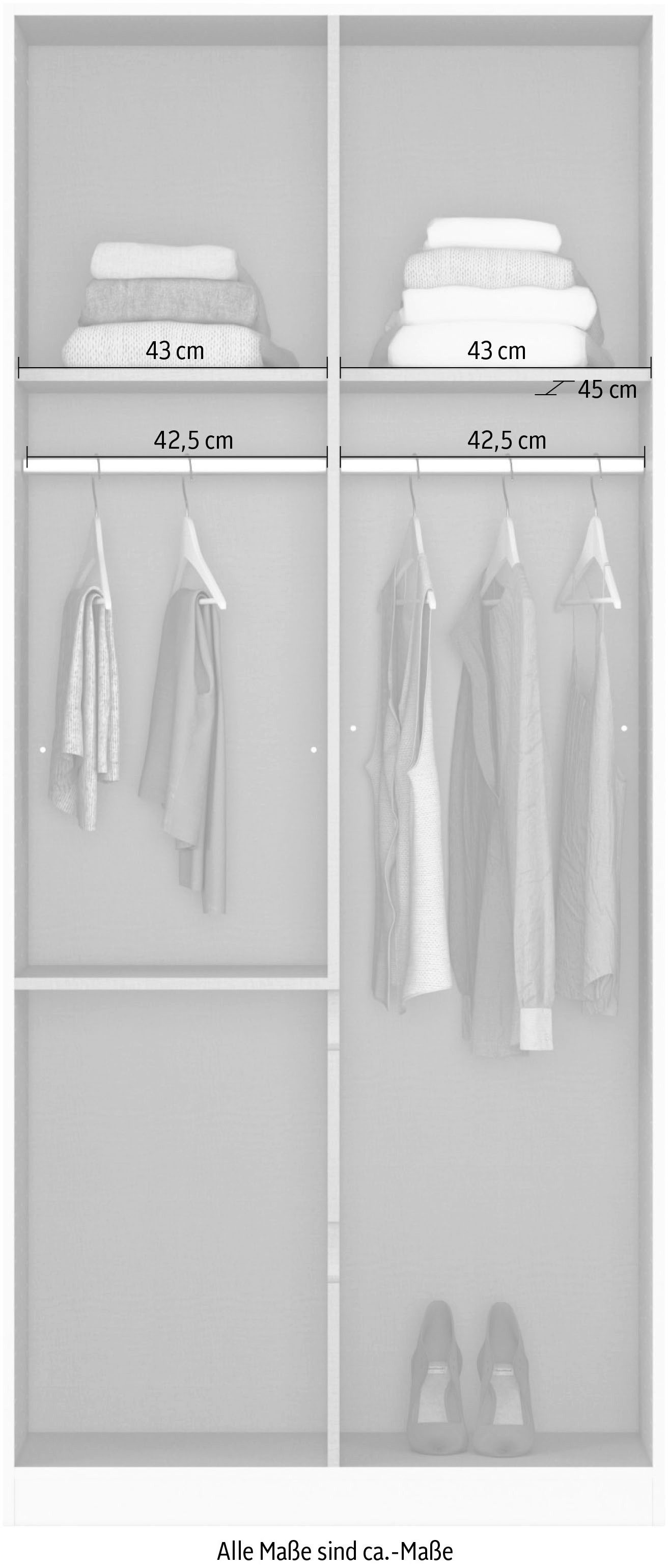 rauch Draaideurkast Kledingkast met spiegel garderobe MAINZ greeploos front met spiegel, buitendeuren met push-to-openfunctie