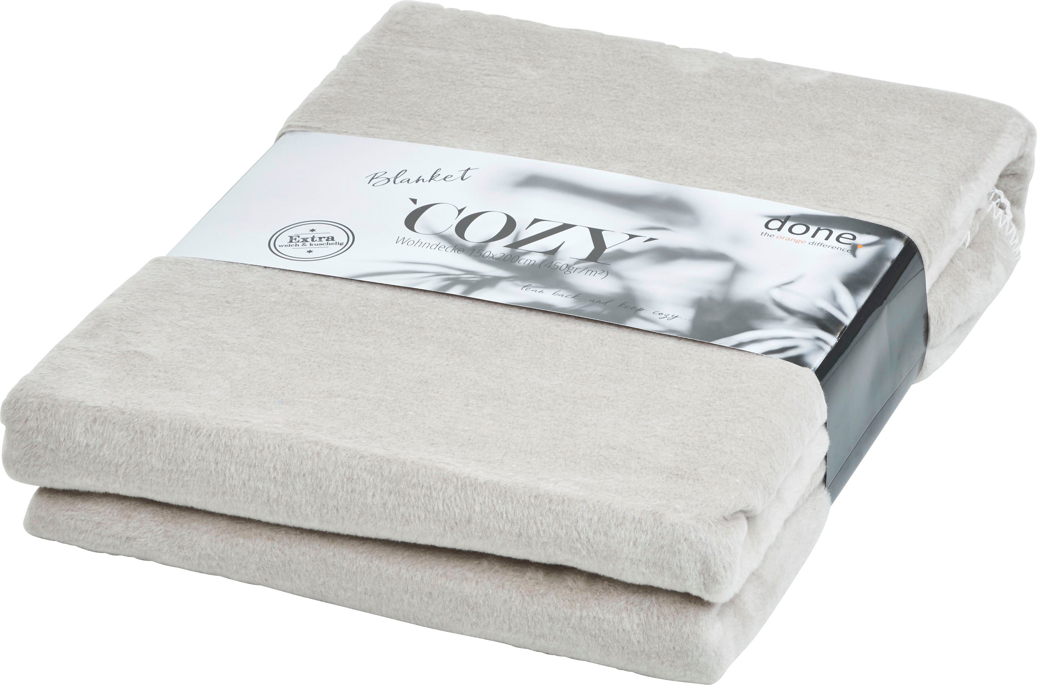 done.® Deken COZY afgehechte siersteek, katoen, unikleur