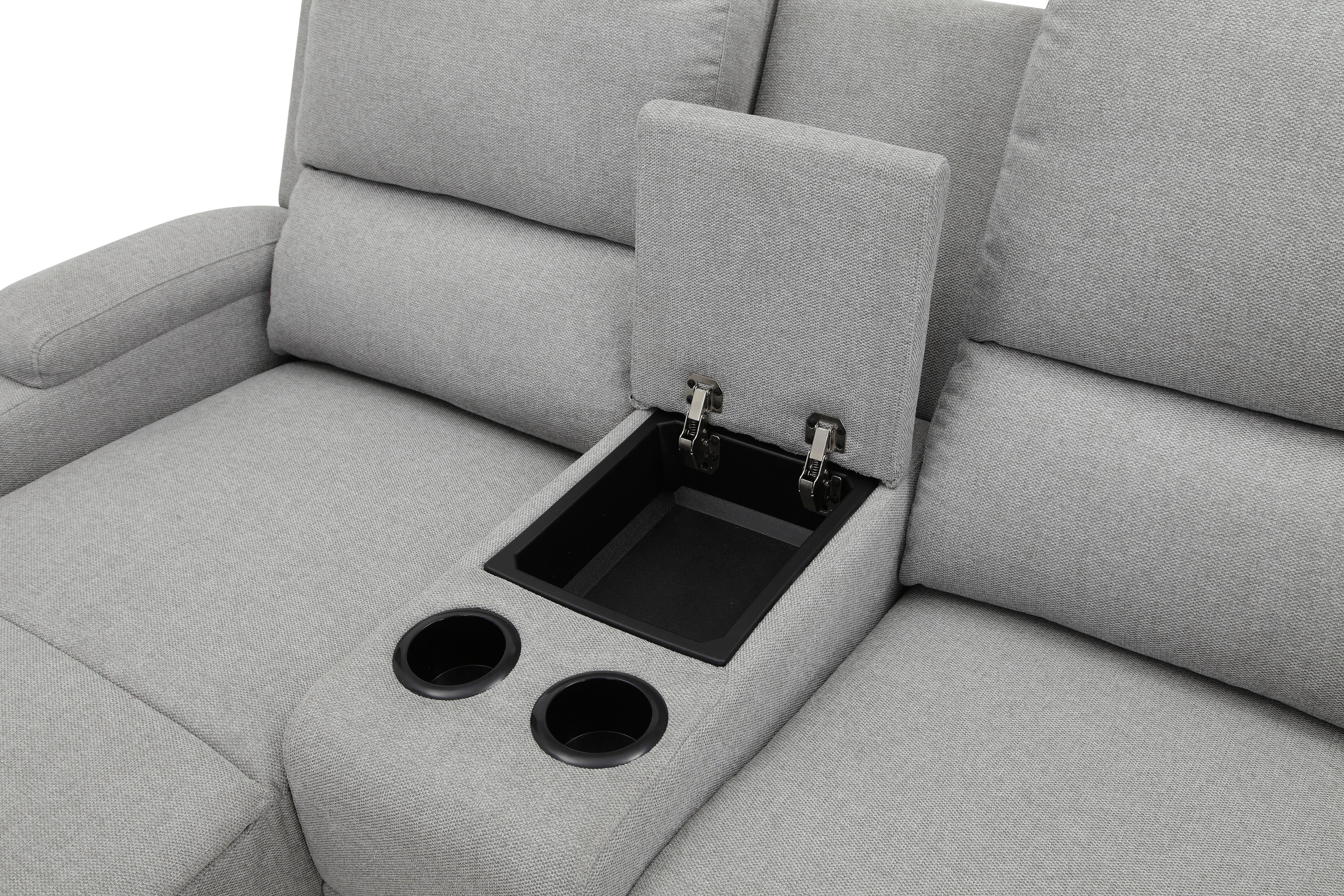 Home affaire Hoekbank Napori multimediabank, 3 bioscoopstoelen XXL, L-model, Bioscoopbank met relaxfunctie, bekerhouder, opbergvak en opbergbox