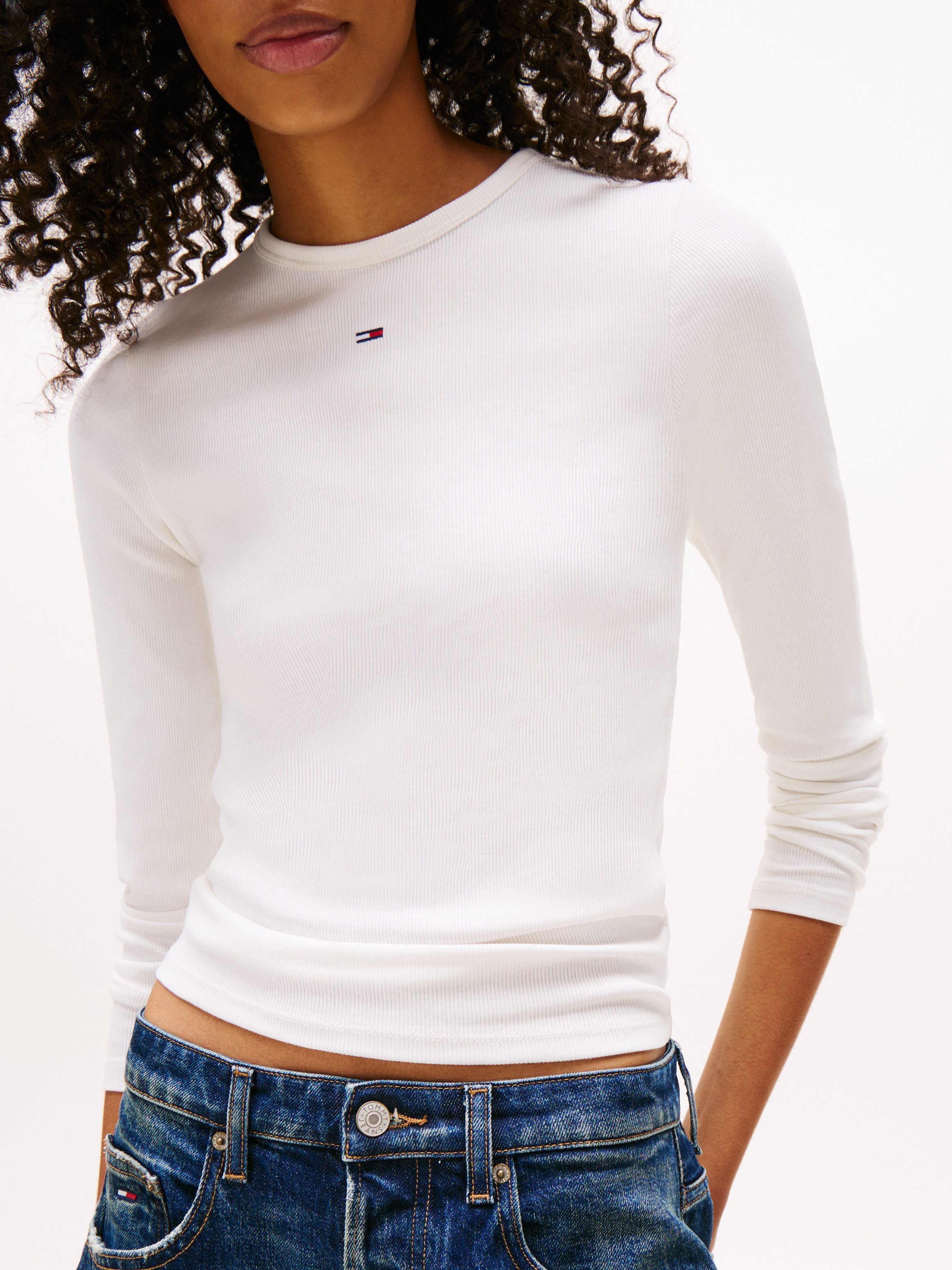 TOMMY JEANS Shirt met lange mouwen TJW SLIM ESSENTIAL RIB LS