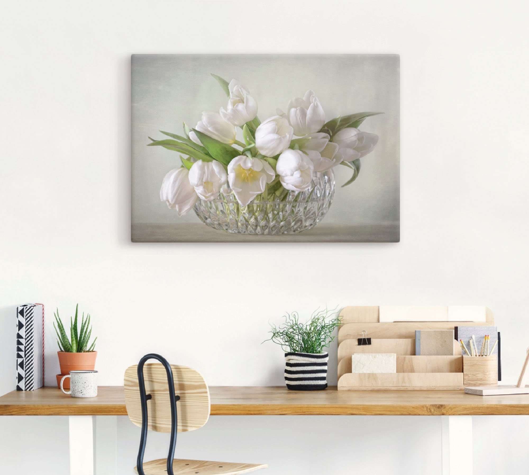 Artland Artprint Witte tulpen als artprint op linnen, poster, muursticker in verschillende maten