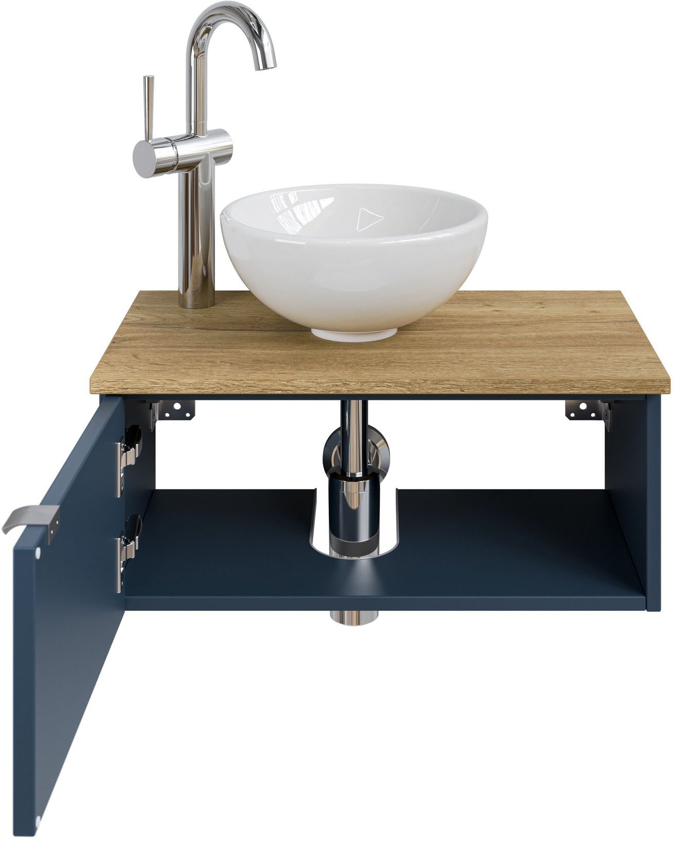 Saphir Wastafelonderkast Serie 6915 wastafel met onderkast voor gastenbadkamer, tweede toilet (3-delig)