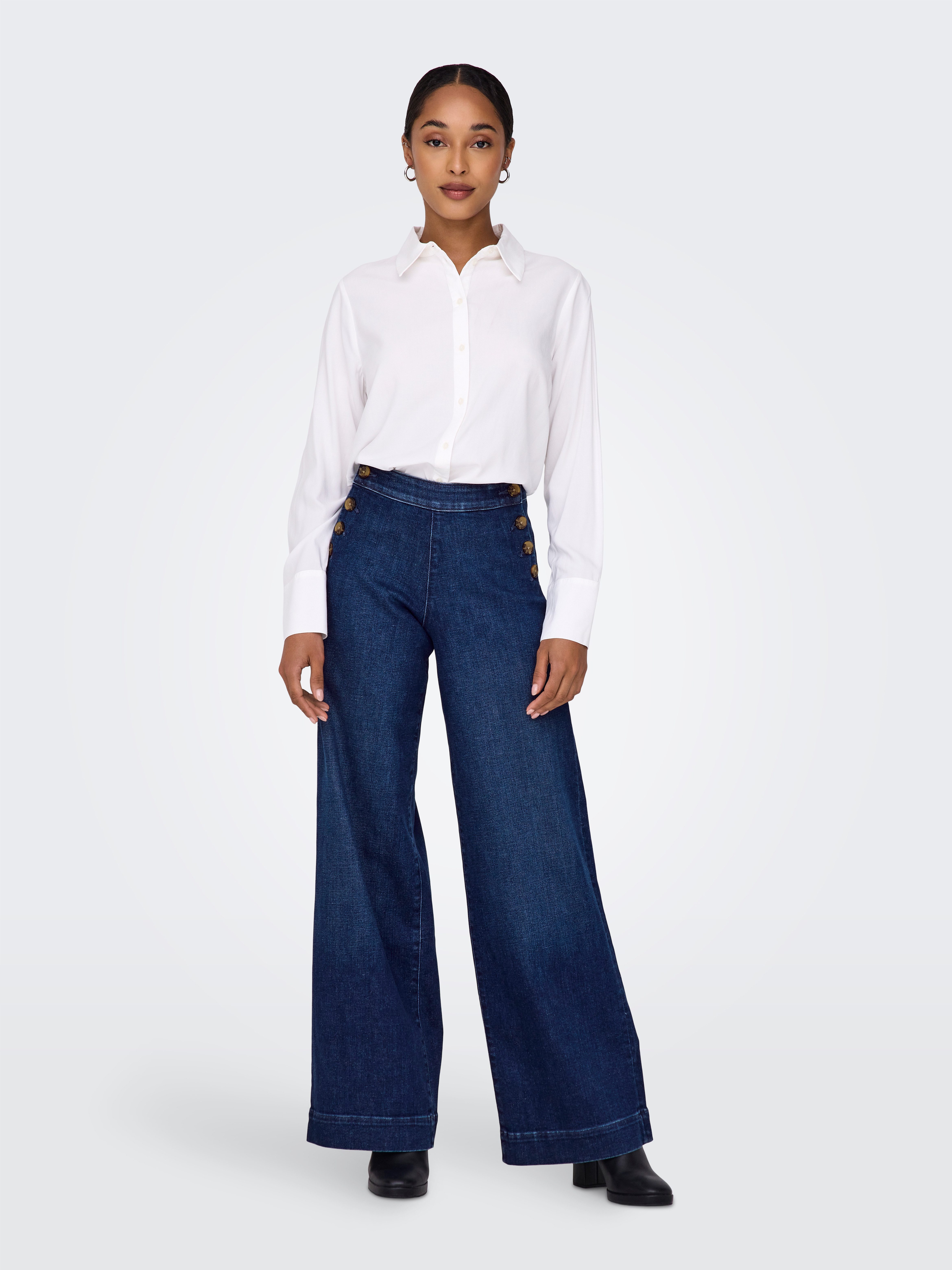 Only High-waist jeans ONLMADISON HW BUTTON WIDE DNM GEN533NOOS