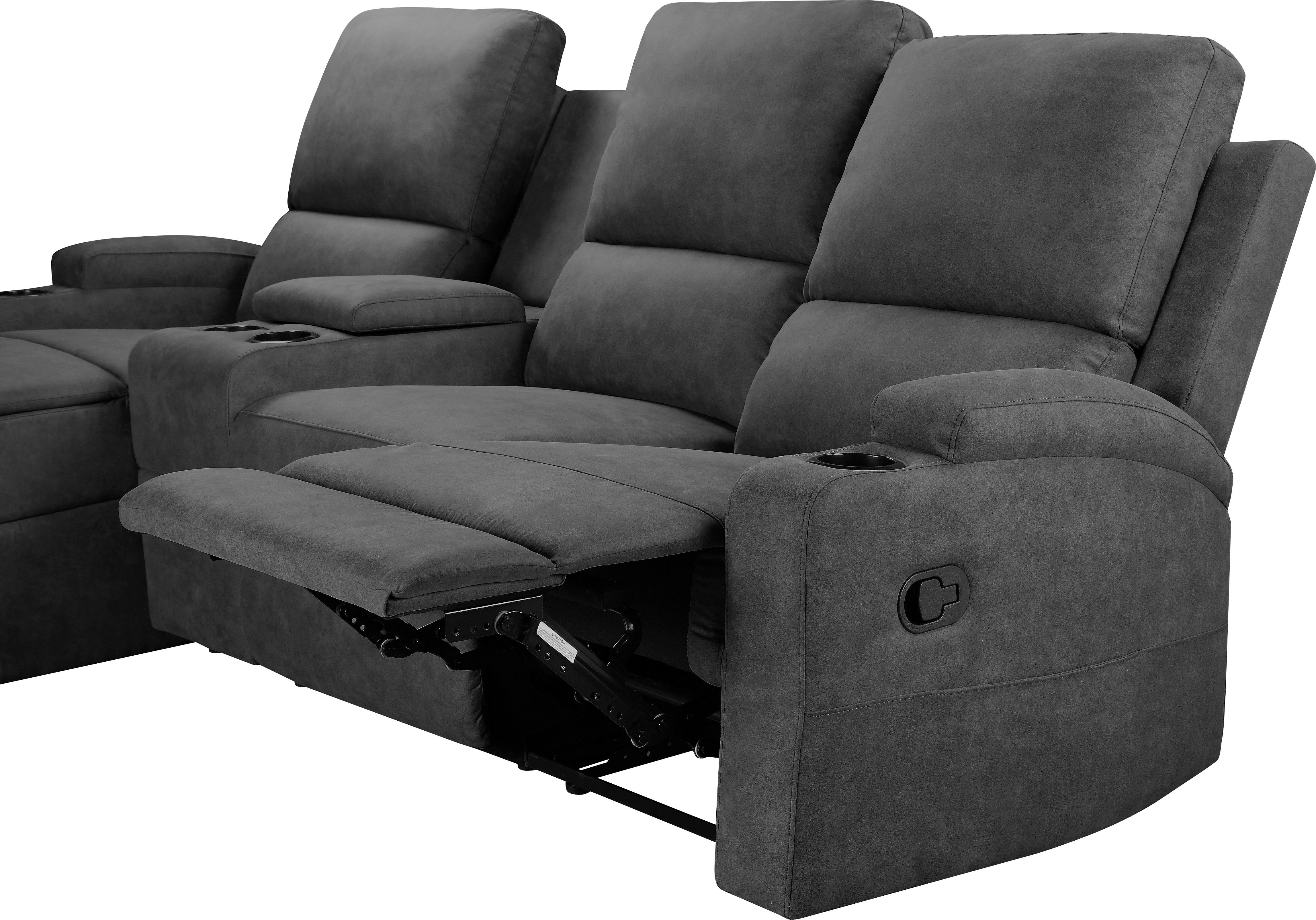 Home affaire Hoekbank Napori multimediabank, 3 bioscoopstoelen XXL, L-model, Bioscoopbank met relaxfunctie, bekerhouder, opbergvak en opbergbox
