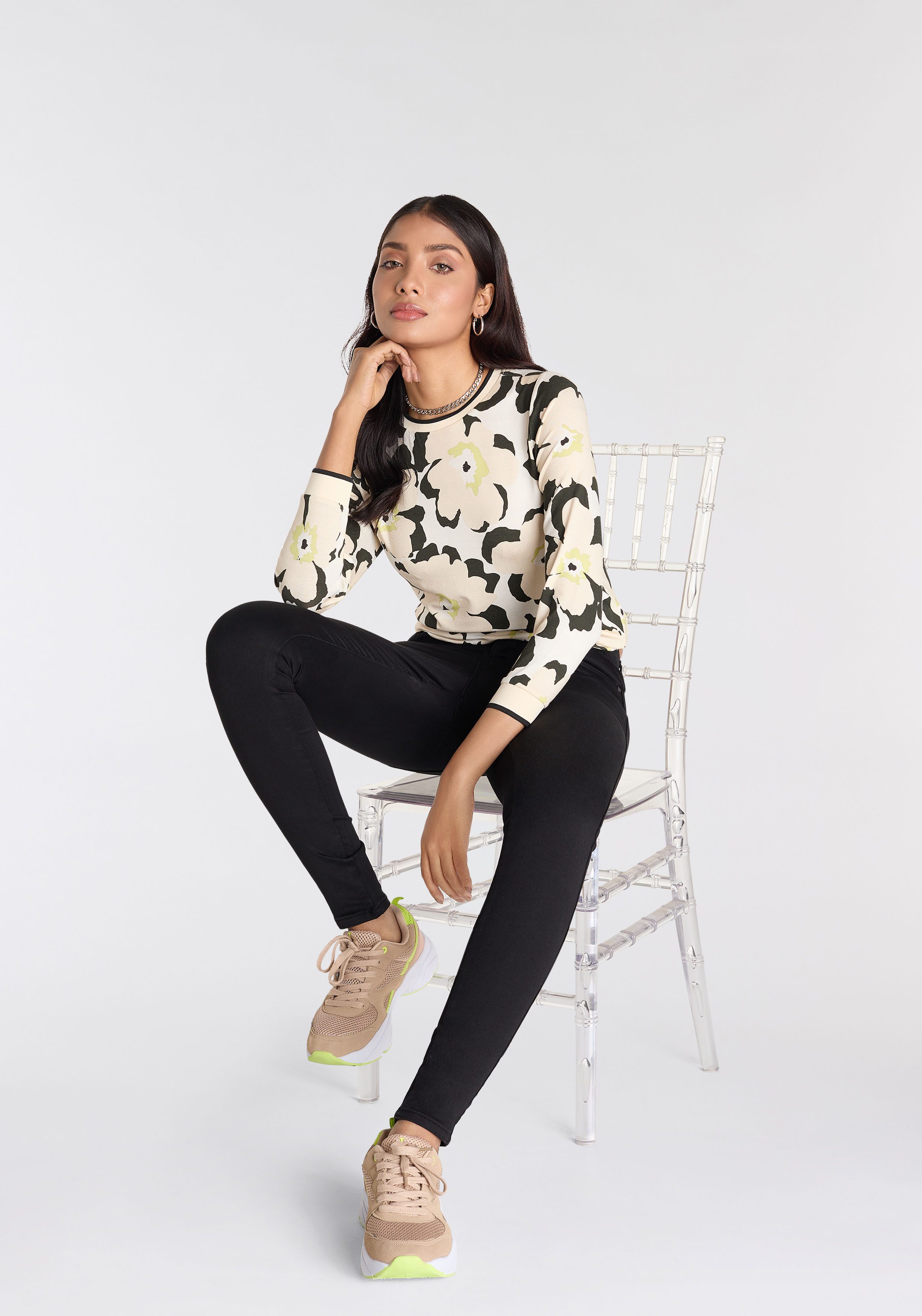 Laura Scott Shirt met 3/4 mouwen met stijlvolle all-over print