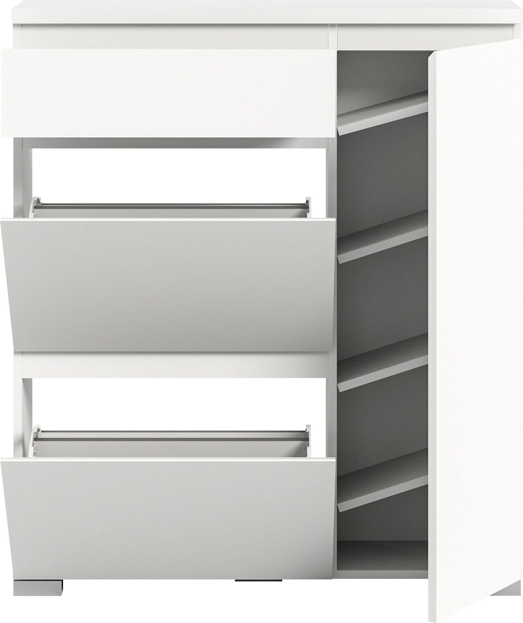 INOSIGN Schoenenkast Skoskap, Diepte 27 cm, 2 Deurtjes met schoenrol, 1 Lade, 1 Deur Plaats voor 6 paar schoenen, schoenenkipper, schoenenkast, schoenenrek, commode