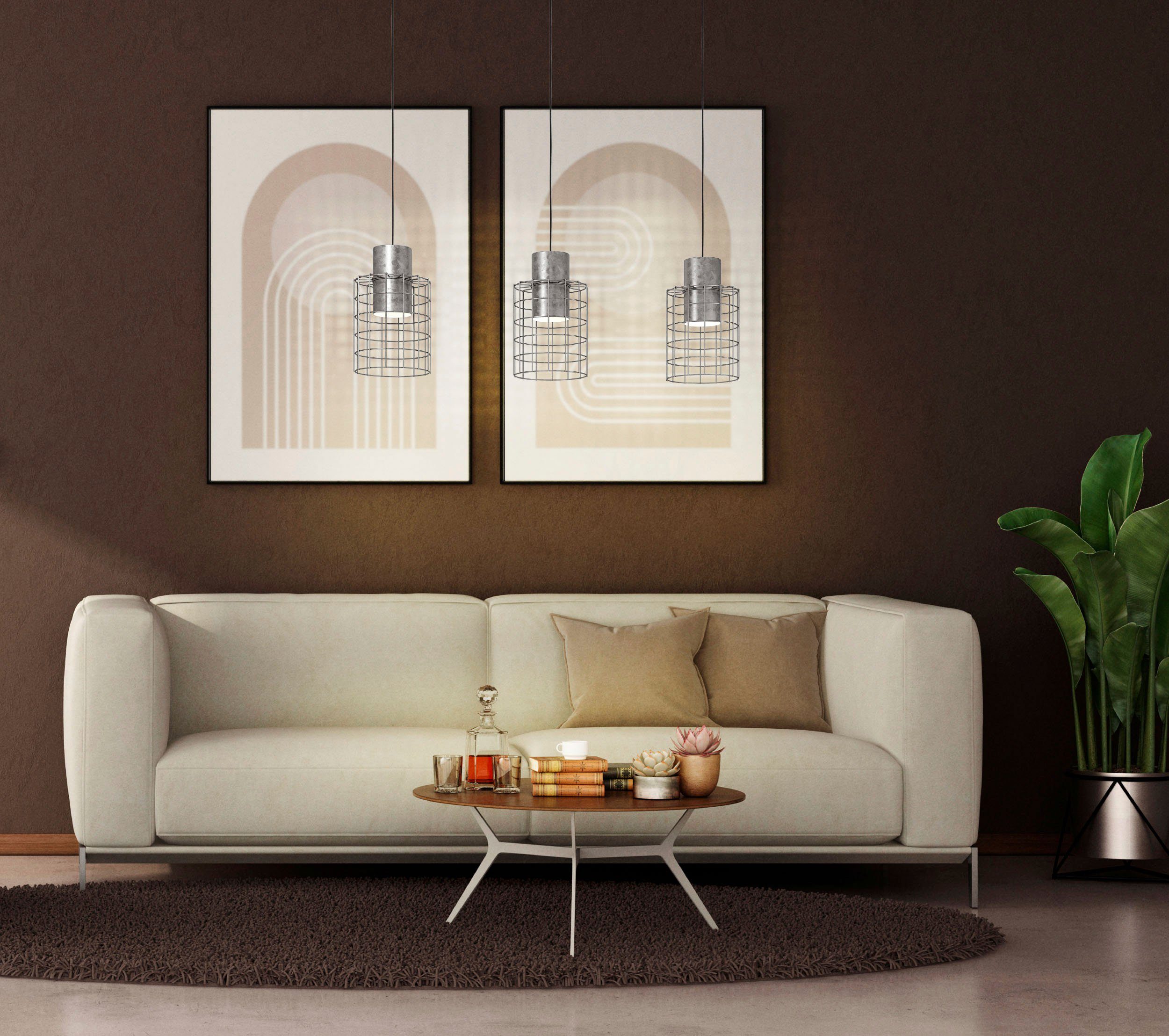 EGLO Hanglamp MILLIGAN Hanglamp in zilverkleur en wit van staal - excl. E27 - 40W (1 stuk)