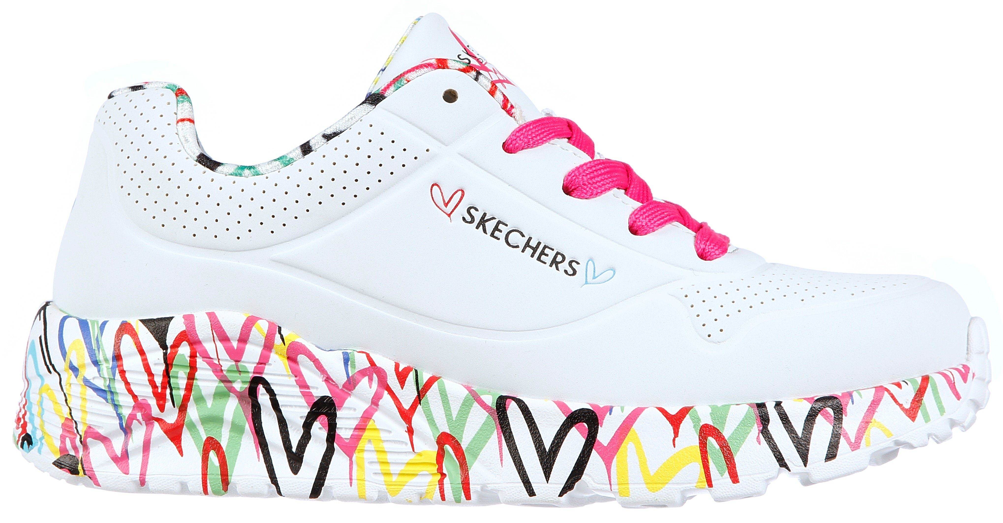 Skechers Sneakers UNO LITE-LOVELY LUV , veterschoen met bedrukte zool, maat sjabloon te downloaden