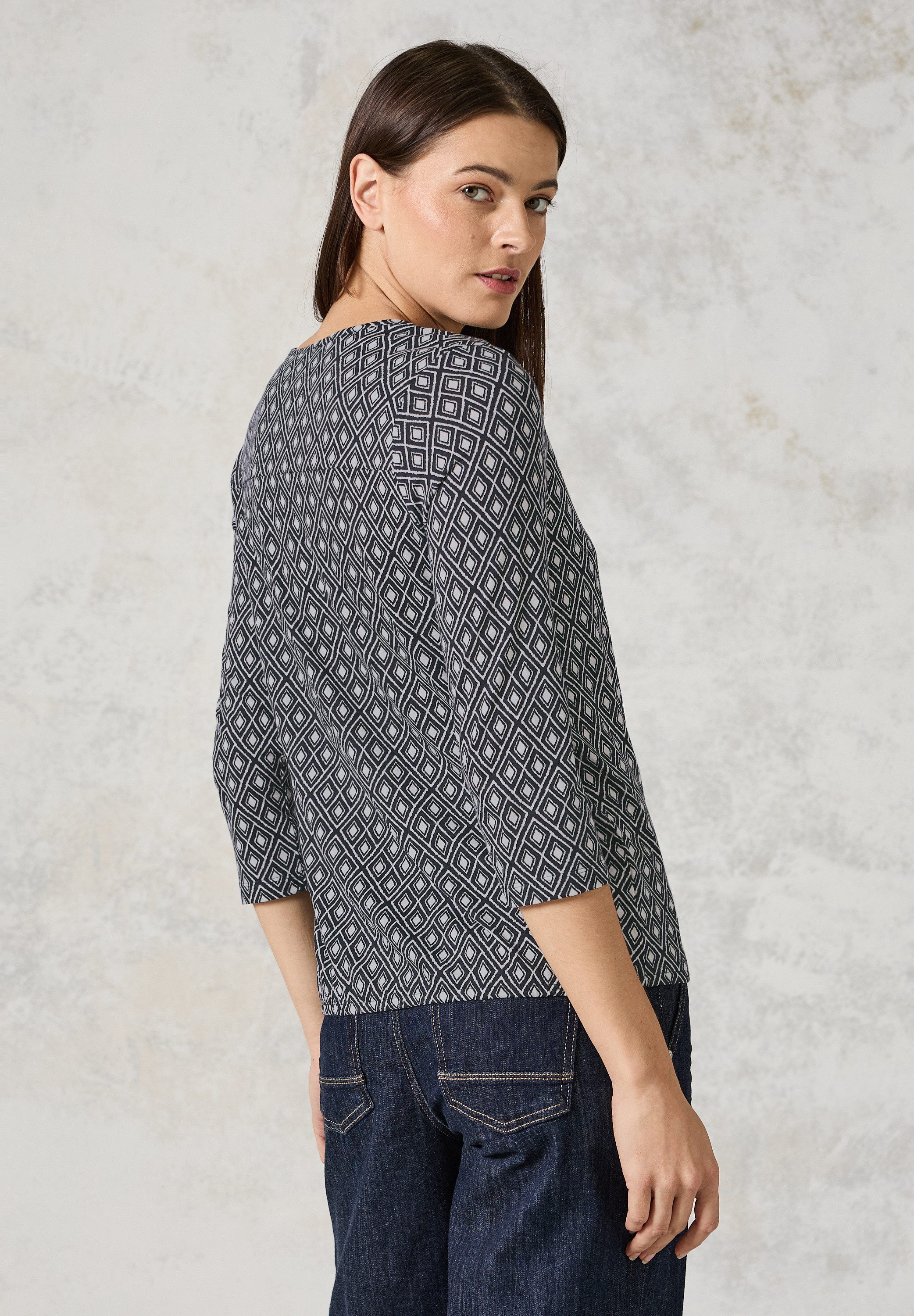 Cecil Shirt met 3/4 mouwen met cut-out en allover-print