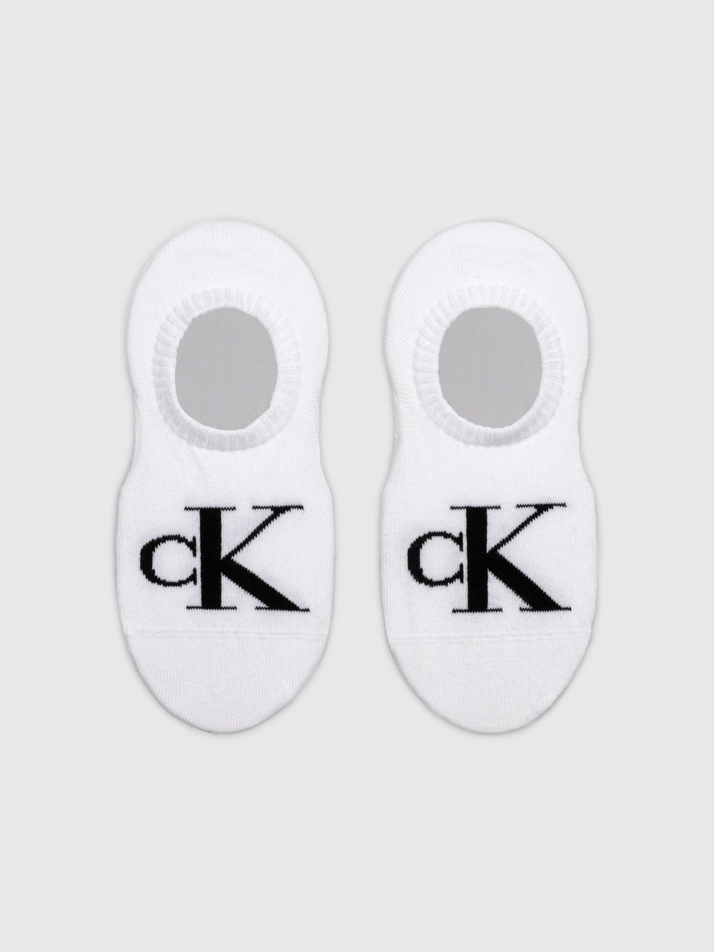Calvin Klein Jeans Enkelsokken CKJ WOMEN FOOTIE HIGH CUT 2P MONOGRAM Met grote logoborduring aan de voorkant (2 paar)