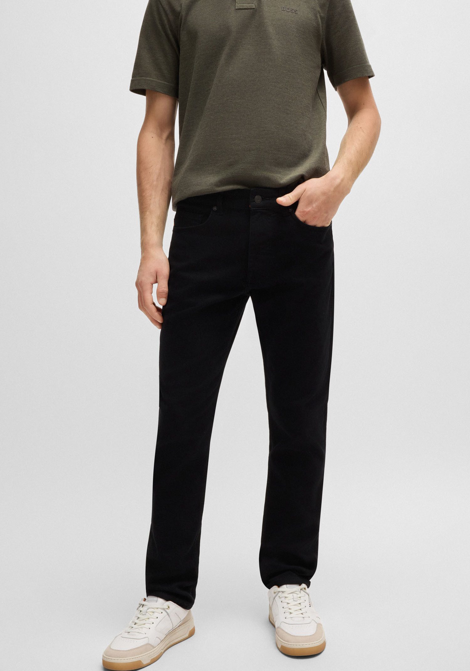 Boss Orange Slim fit jeans Delaware met normale taillehoogte heren slim fit jeans maat 32 zwart