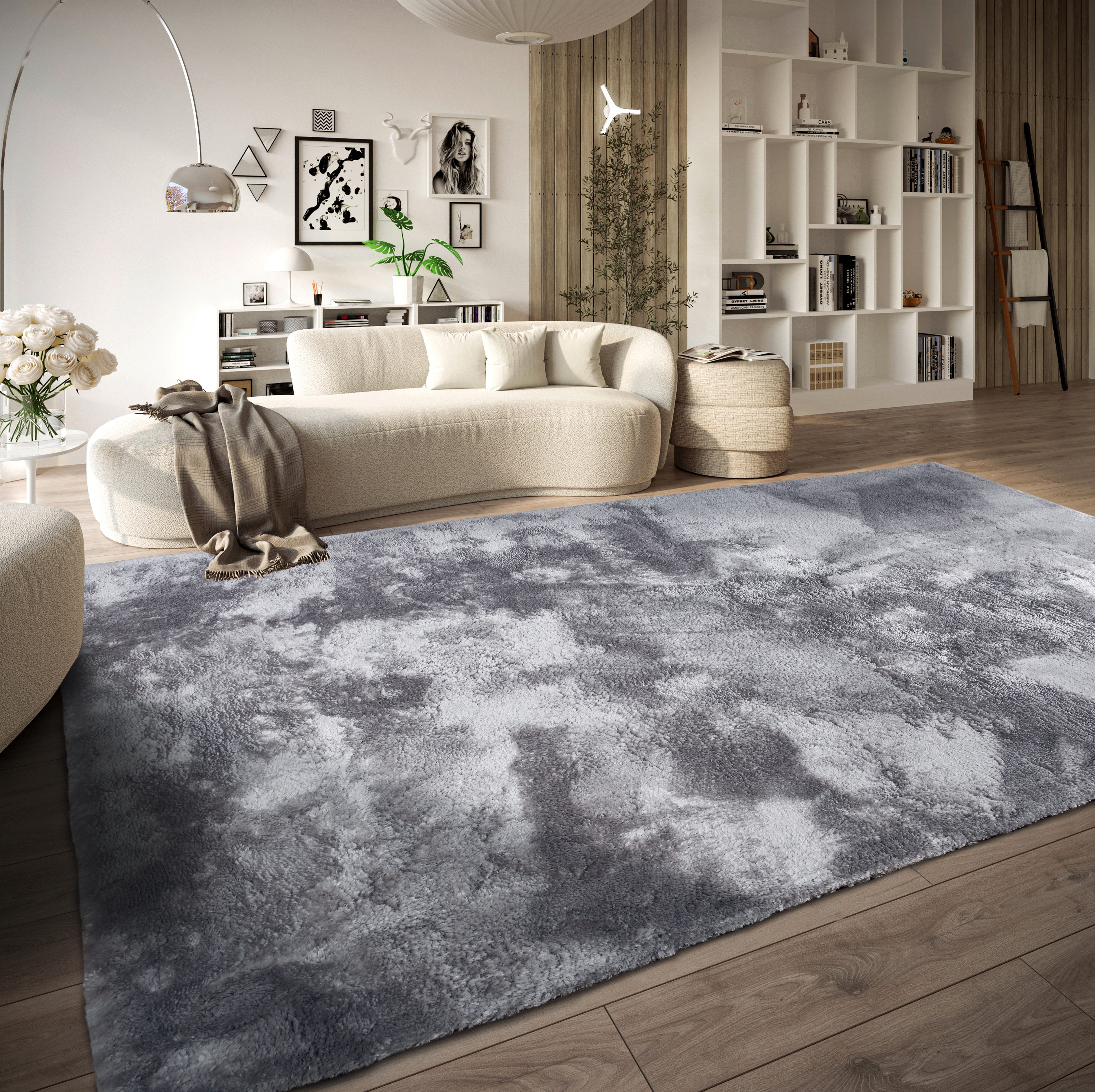 ELLE DECORATION Hoogpolig vloerkleed Calida Lange pool, shaggy, effen, pluizig, zacht, glanzend, modern, effen