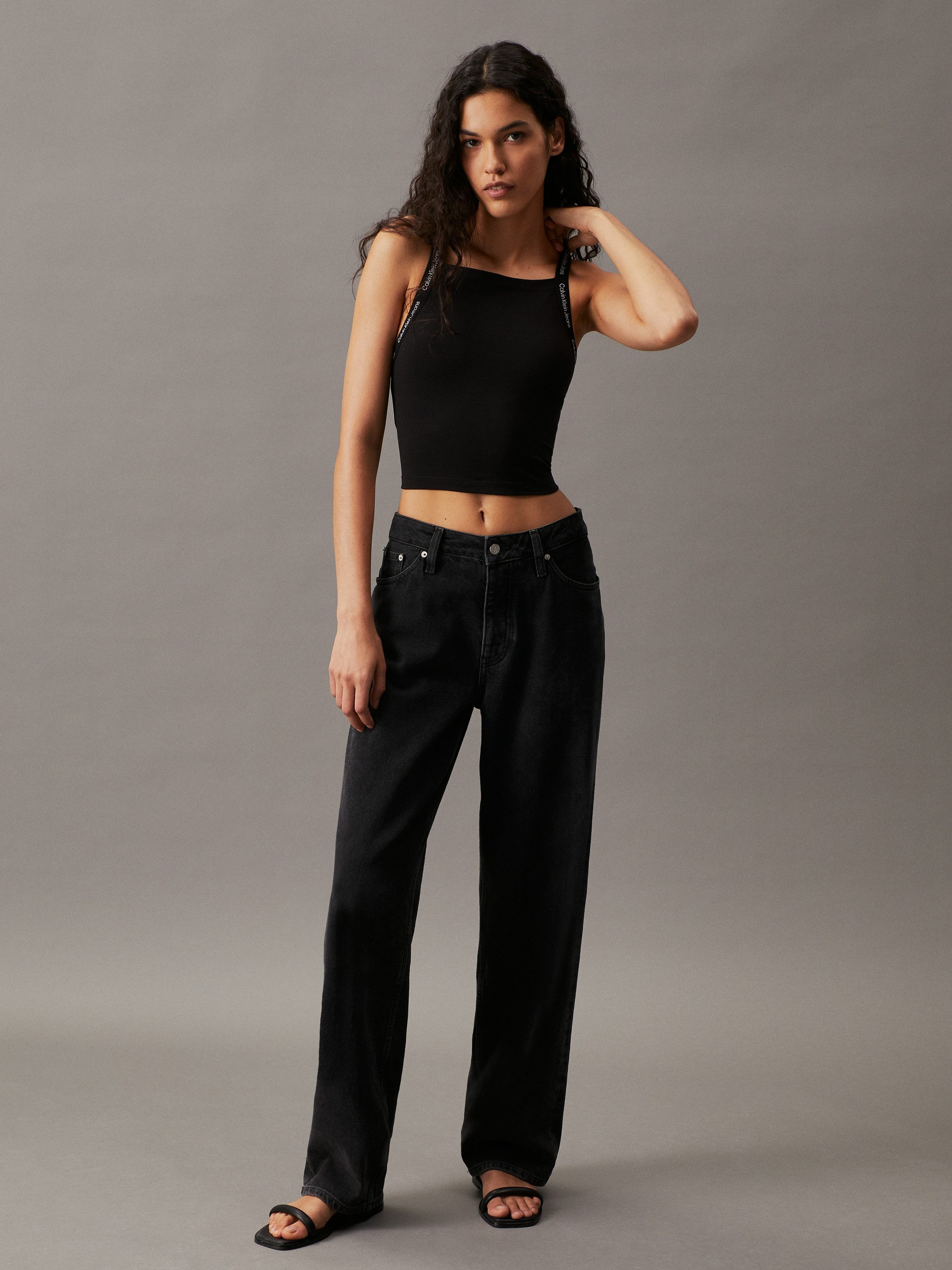 Calvin Klein Top met spaghettibandjes LOGO ELASTIC STRAPPY TOP