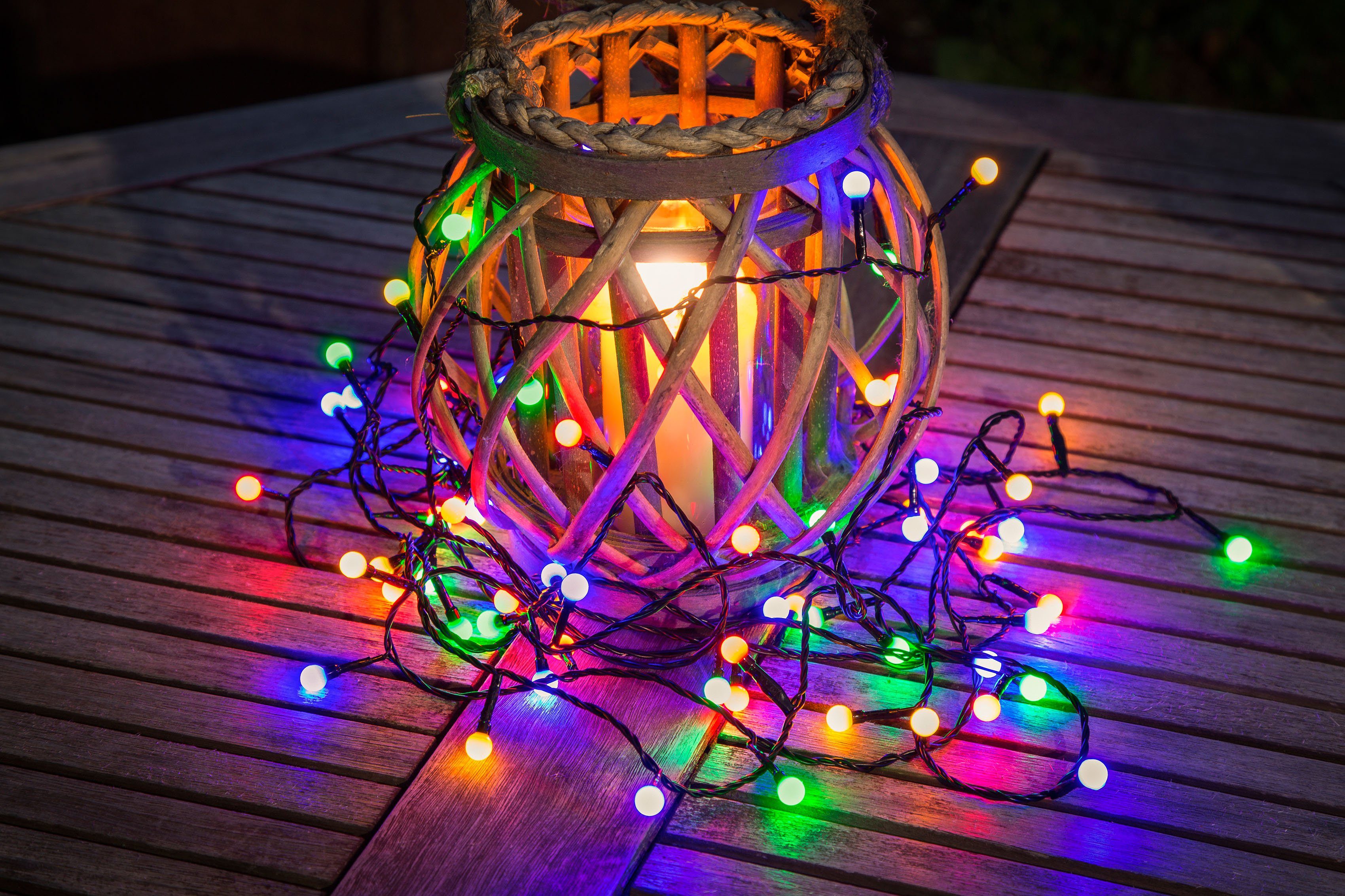 KONSTSMIDE Led-lichtsnoer Led bollichtketting, ronde dioden, 80 gekleurde dioden (1 stuk)