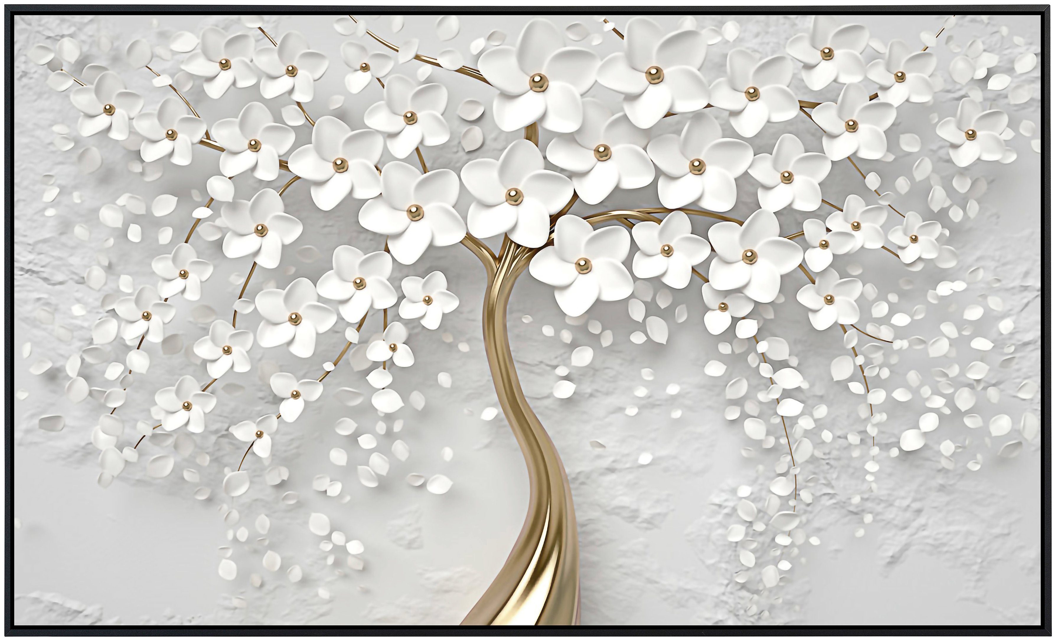 Papermoon Infraroodverwarming Bloemen wit goudkleur zeer aangename stralingswarmte