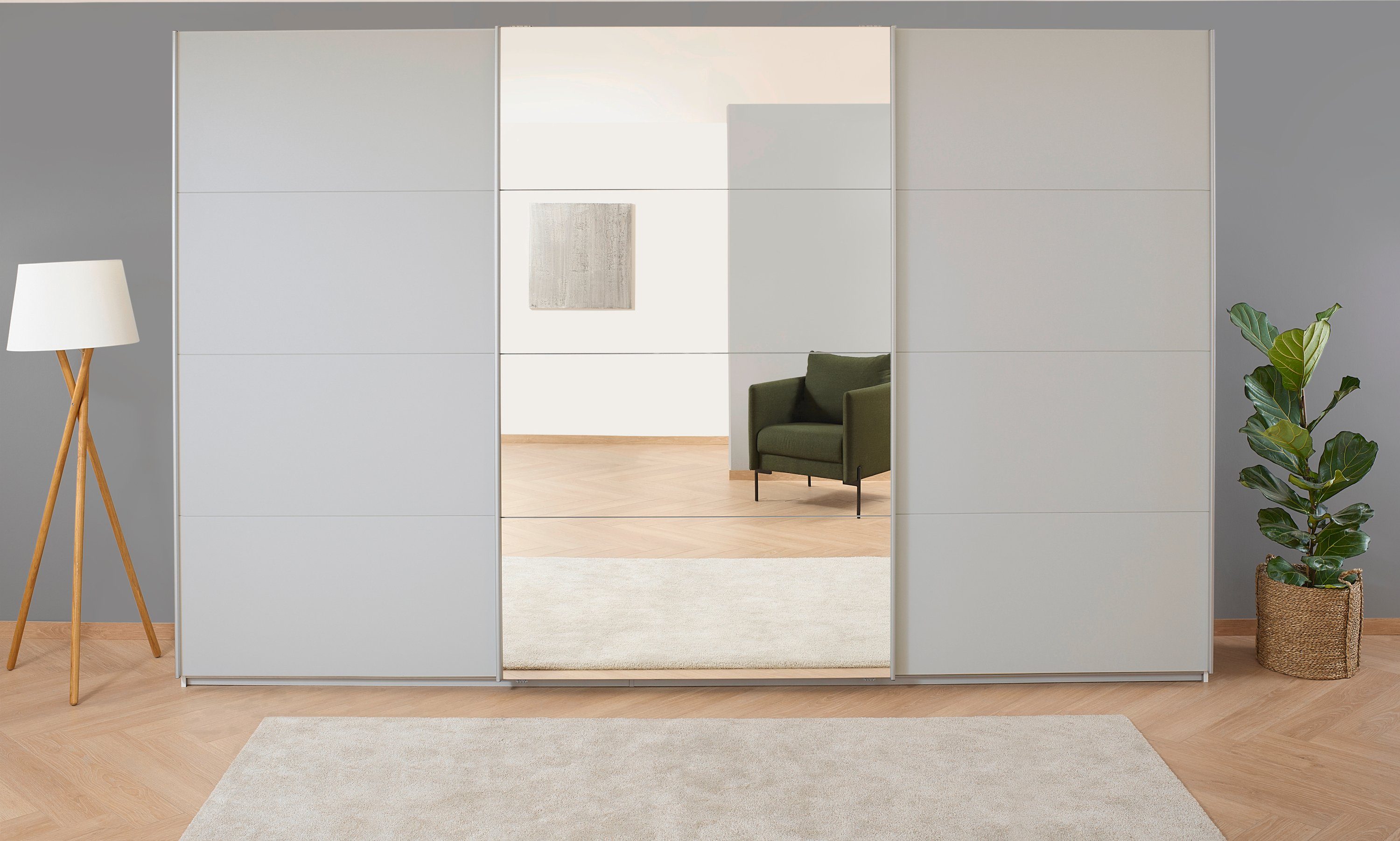 rauch Zweefdeurkast Kledingkast kast garderobe BESTSELLER KOLUNA met spiegel inclusief 2 binnenladen en extra legplanken made in germany