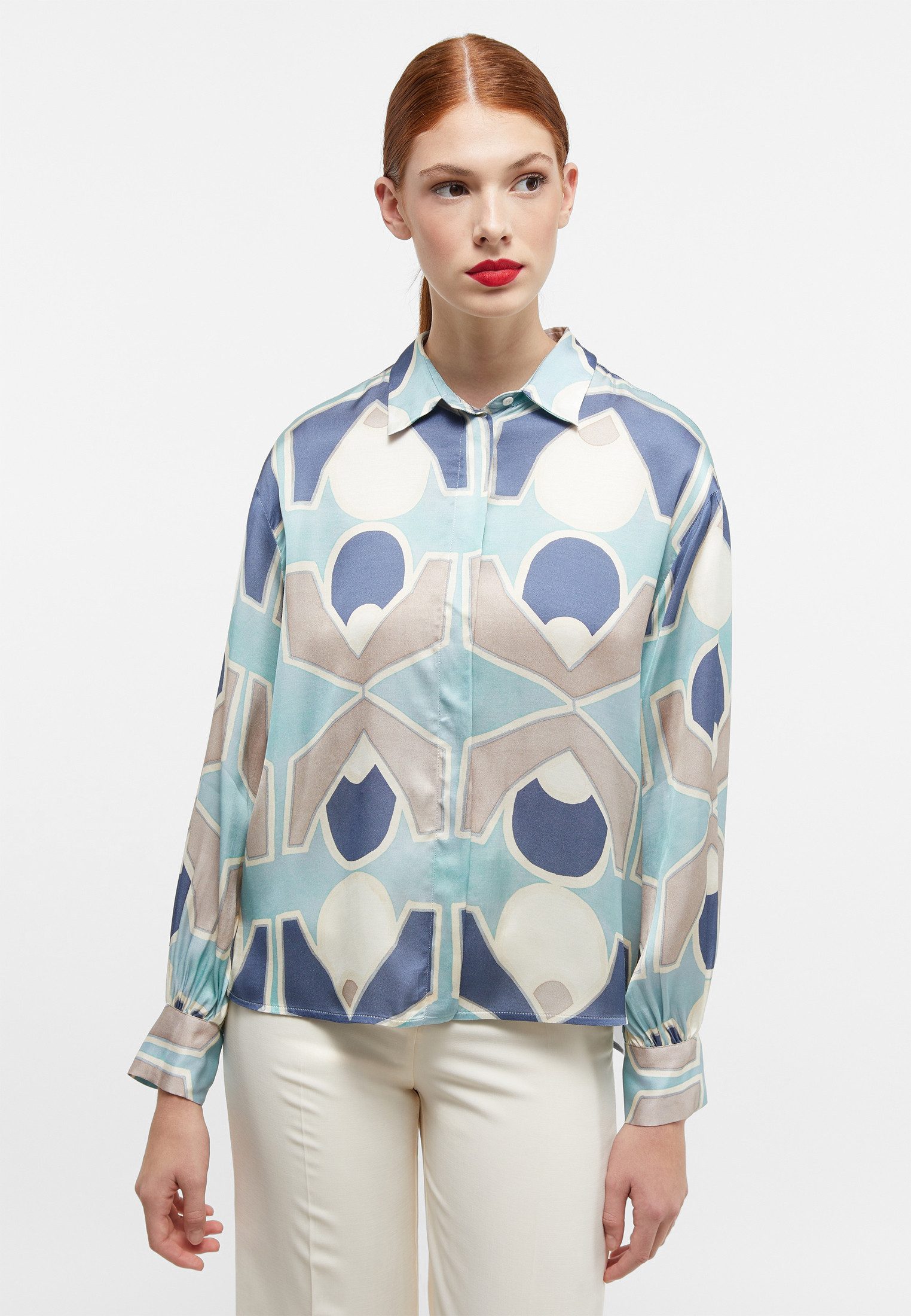 Eterna Overhemdblouse Oversized fit dames dames overhemden maat 34 blauw