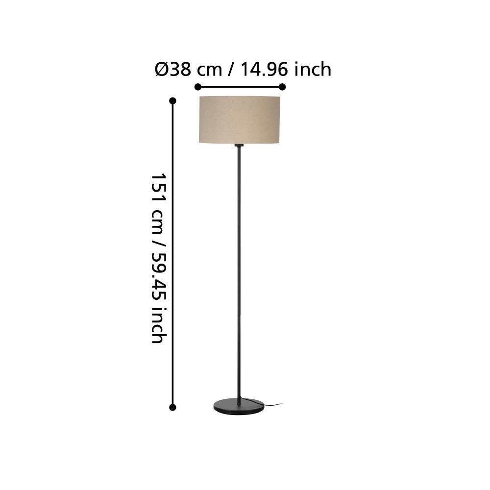 EGLO Staande lamp FENIGLIA Staande lamp, staal, textiel en linnen, E27, woonkamerlamp (1 stuk)