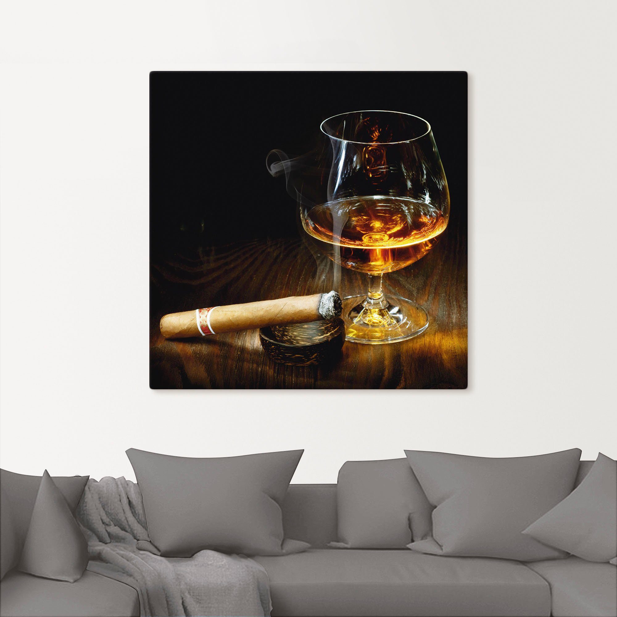Artland Artprint Sigaar en cognac als artprint op linnen, poster in verschillende formaten maten