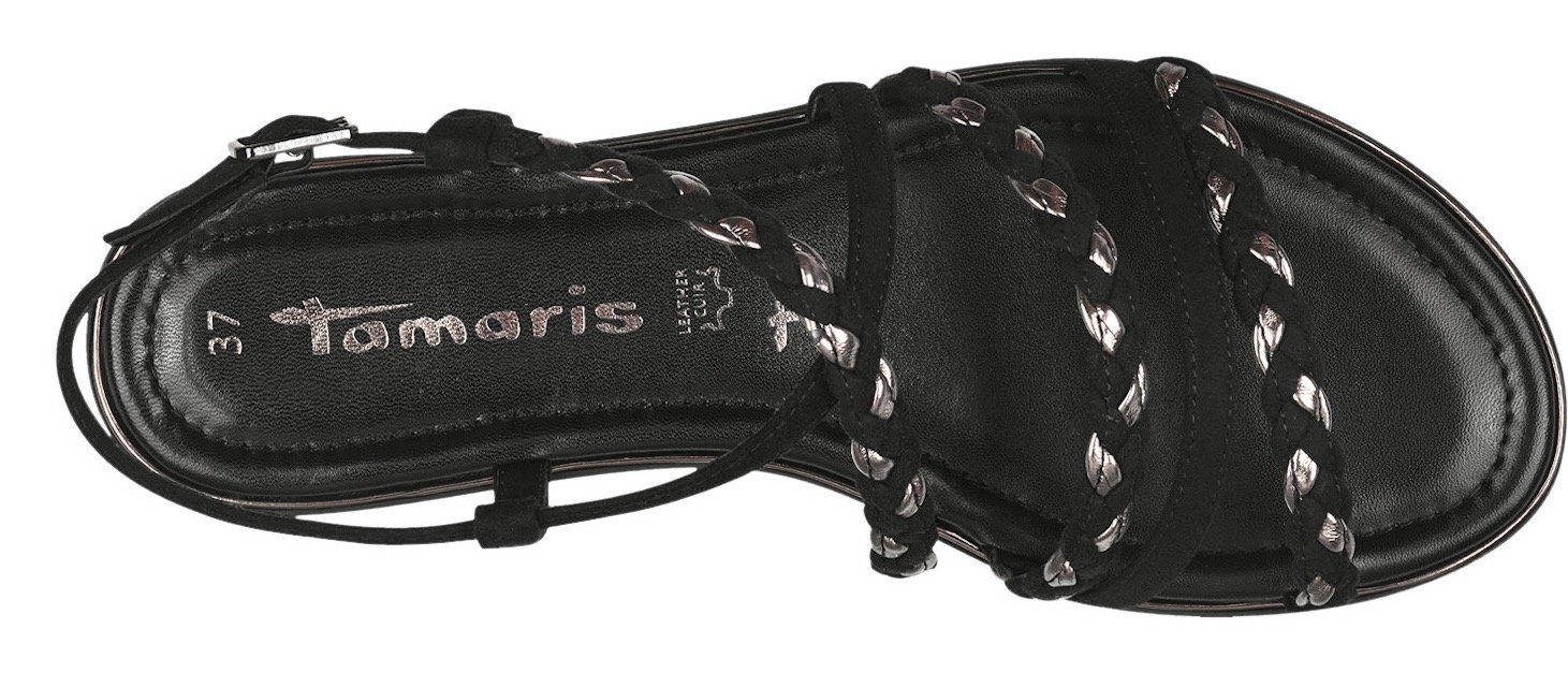 Tamaris Sandalen , zomerschoen, sandaal, blokhak, met bandjes in vlecht-look
