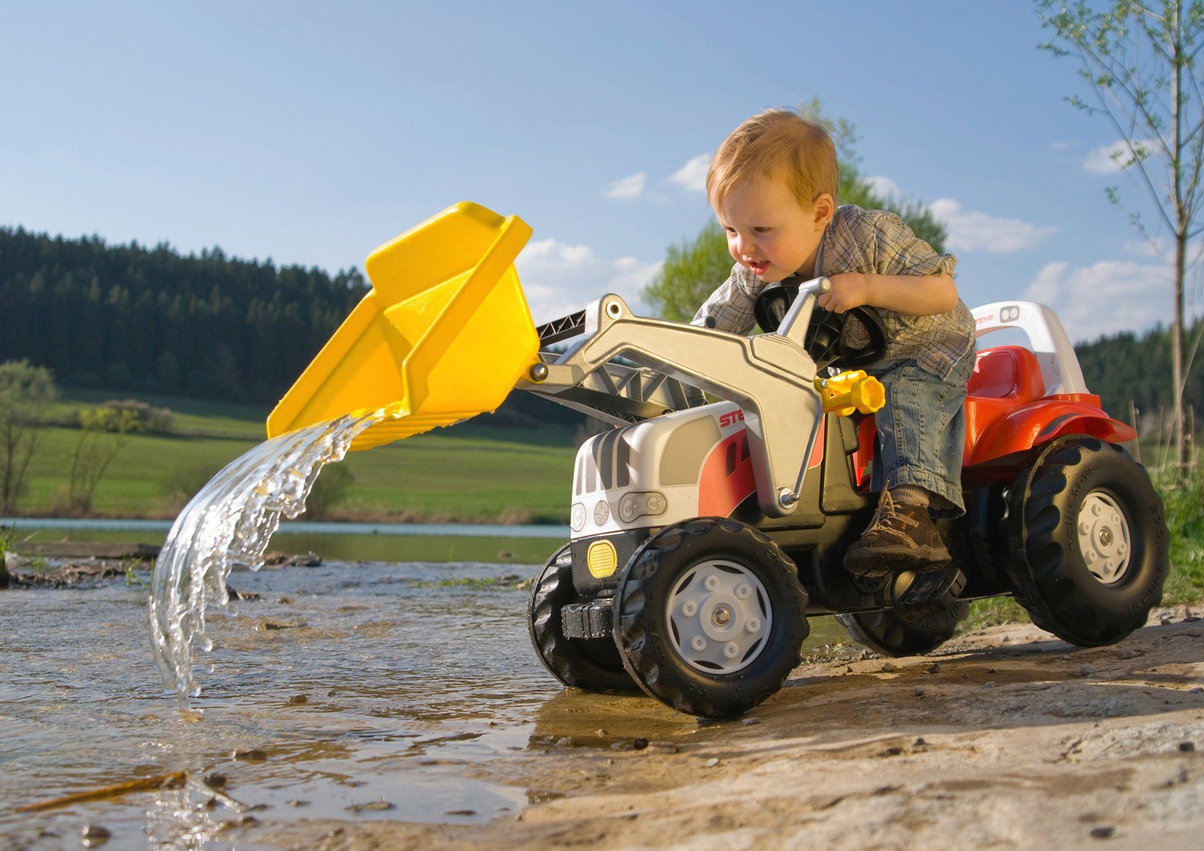rolly toys® Trapauto RollyKid, Steyr CVT 6165 Tractor met trailer en lader