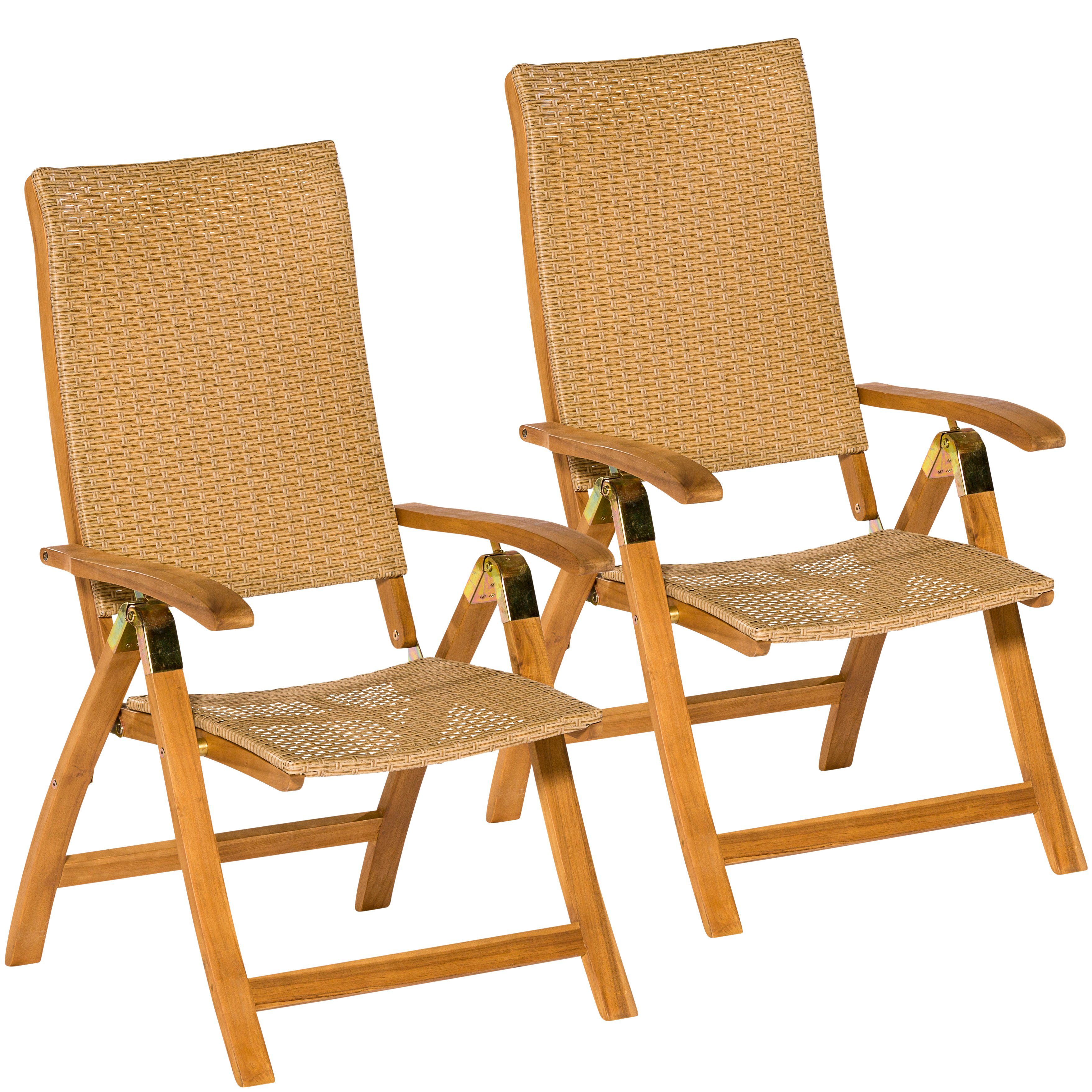 MERXX Tuinstoel Capri set van 2, acacia/polyrotan, inklapbaar, ecru (set, 2 stuks) tuinstoelen bruin