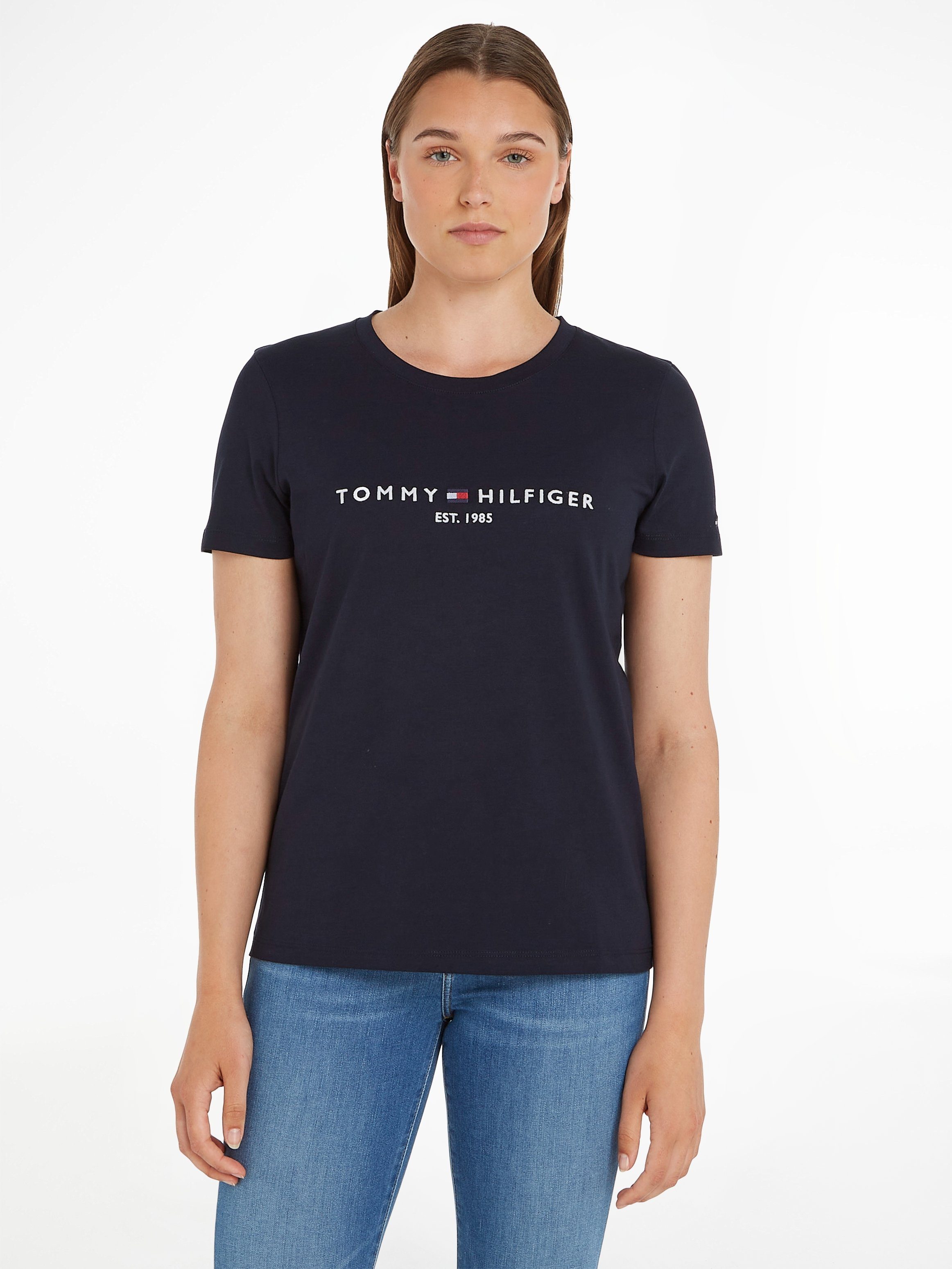 Tommy Hilfiger Shirt met ronde hals HERITAGE HILFIGER C-NK REG TEE met geborduurd tommy hilfiger lineair logo-opschrift