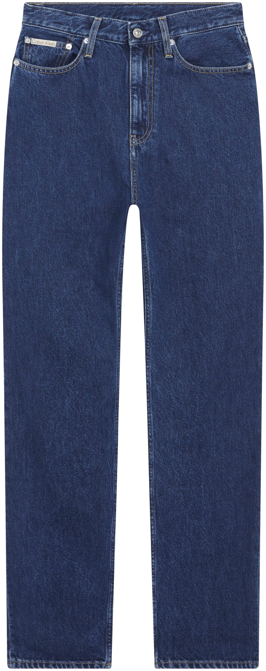 Calvin Klein Mom jeans HIGH RISE STRAIGHT lichte stone wash-look, met muntzakje